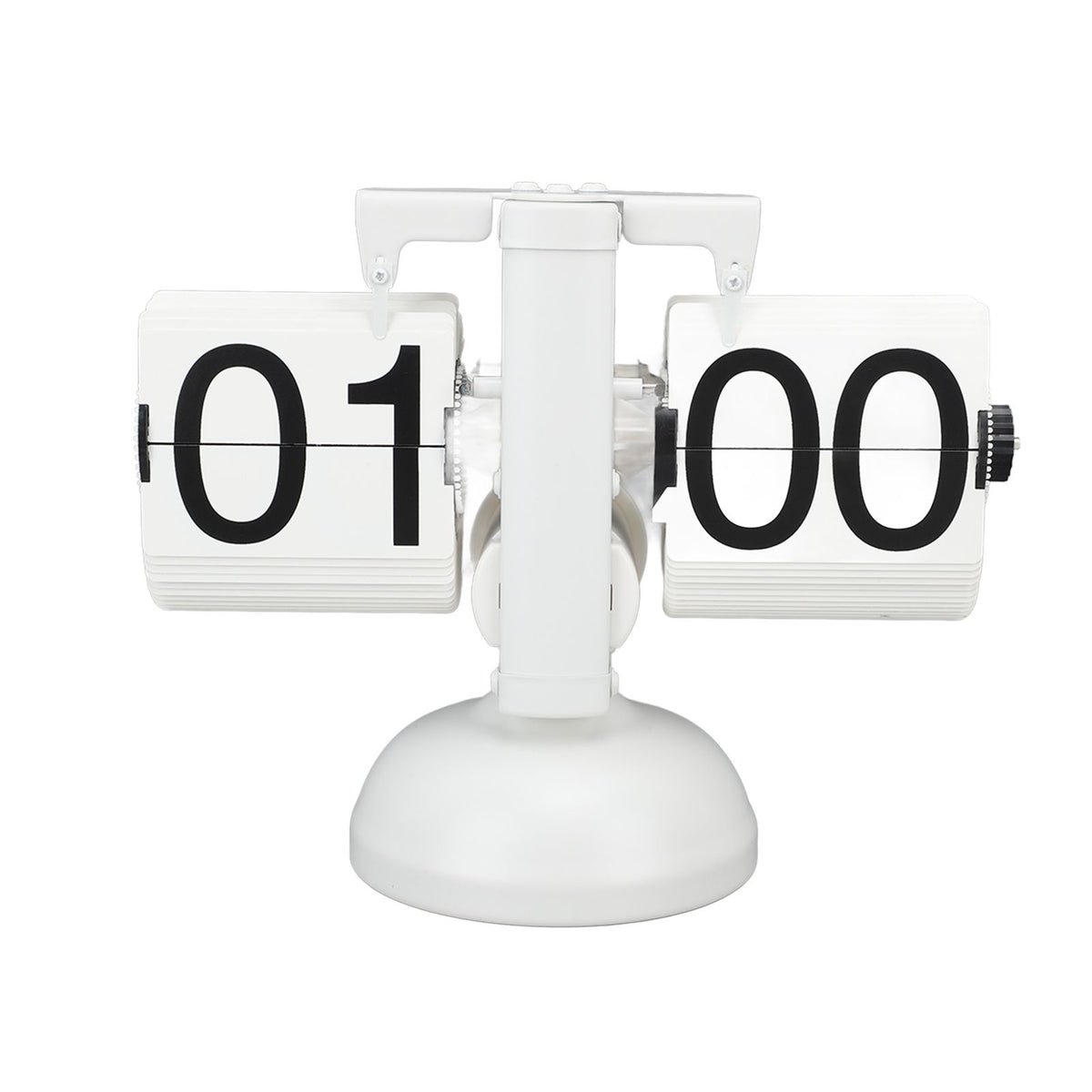 Flip Clock Large Number Battery Powered 304 Stainless Steel Tabletop Retro Flip Clock for Home Office 24 Hours All White