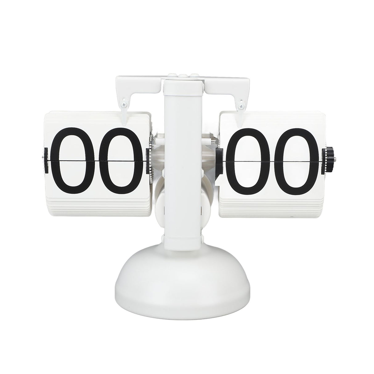 Flip Clock Large Number Battery Powered 304 Stainless Steel Tabletop Retro Flip Clock for Home Office 24 Hours All White