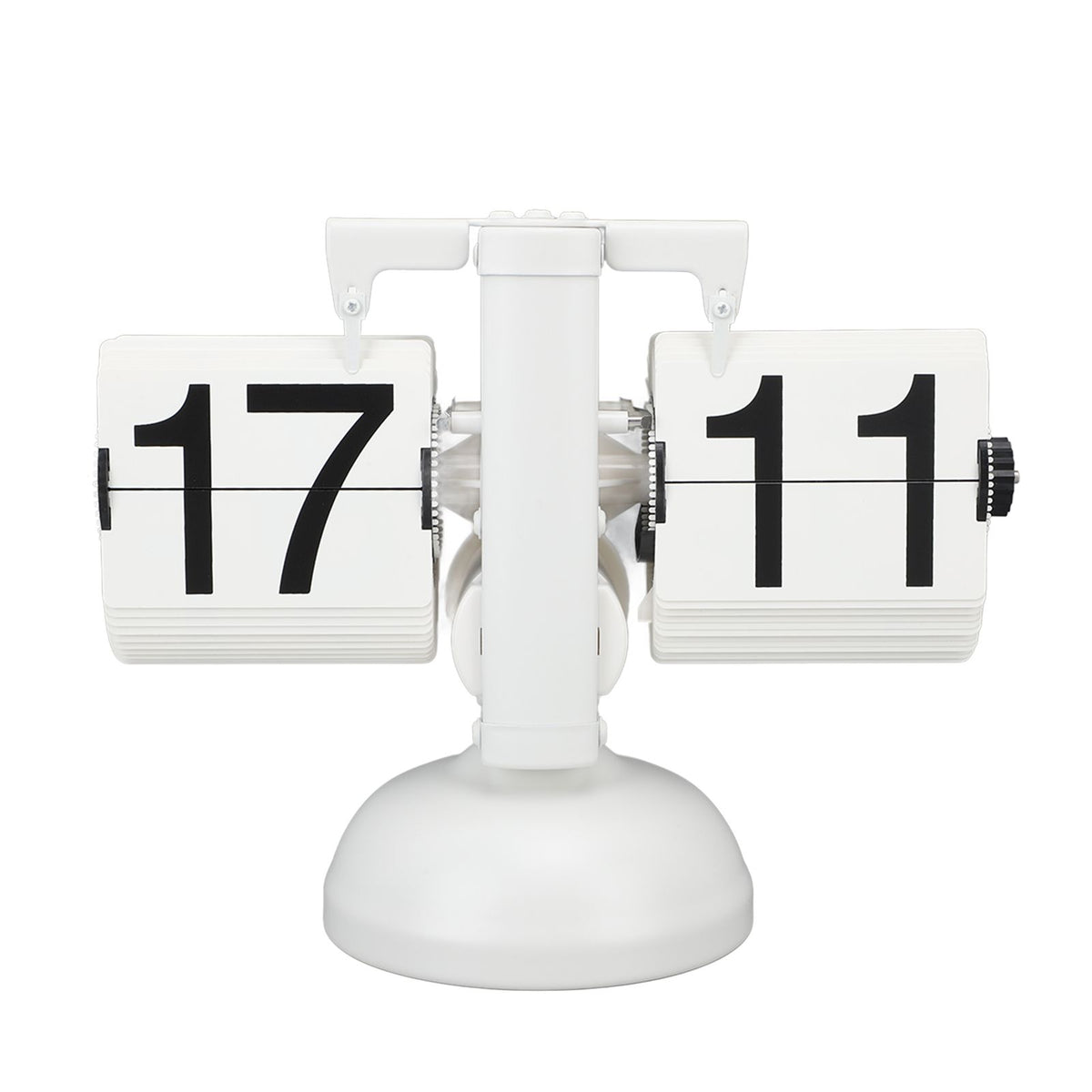 Flip Clock Large Number Battery Powered 304 Stainless Steel Tabletop Retro Flip Clock for Home Office 24 Hours All White