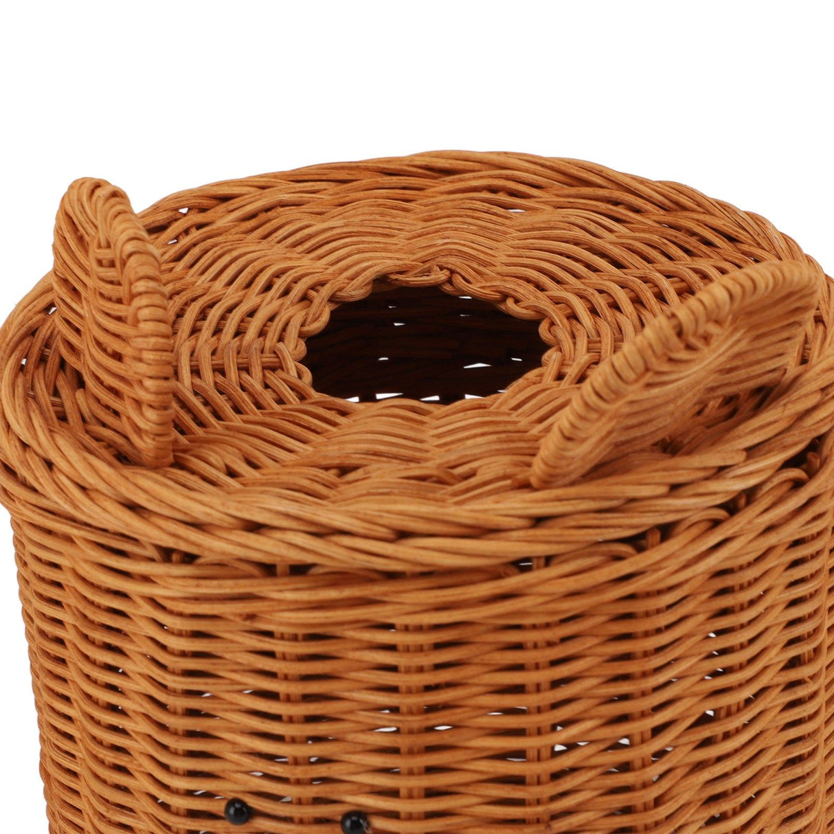 Tissue Box Cover Rattan Cute Bear Brown with Lid Easy Access Round Easy Maintenance Versatile Holder Dispenser for Photo Props
