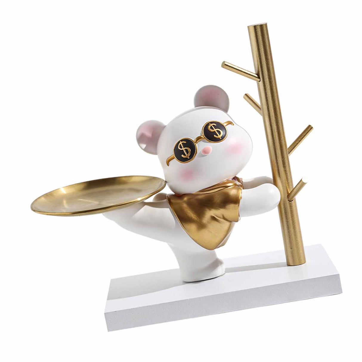 Entryway Key Storage Ornament Cartoon Cute Entryway Key Holder Ornament with Tray for Home Bedroom Alluring Bear 31.5x15x27cm