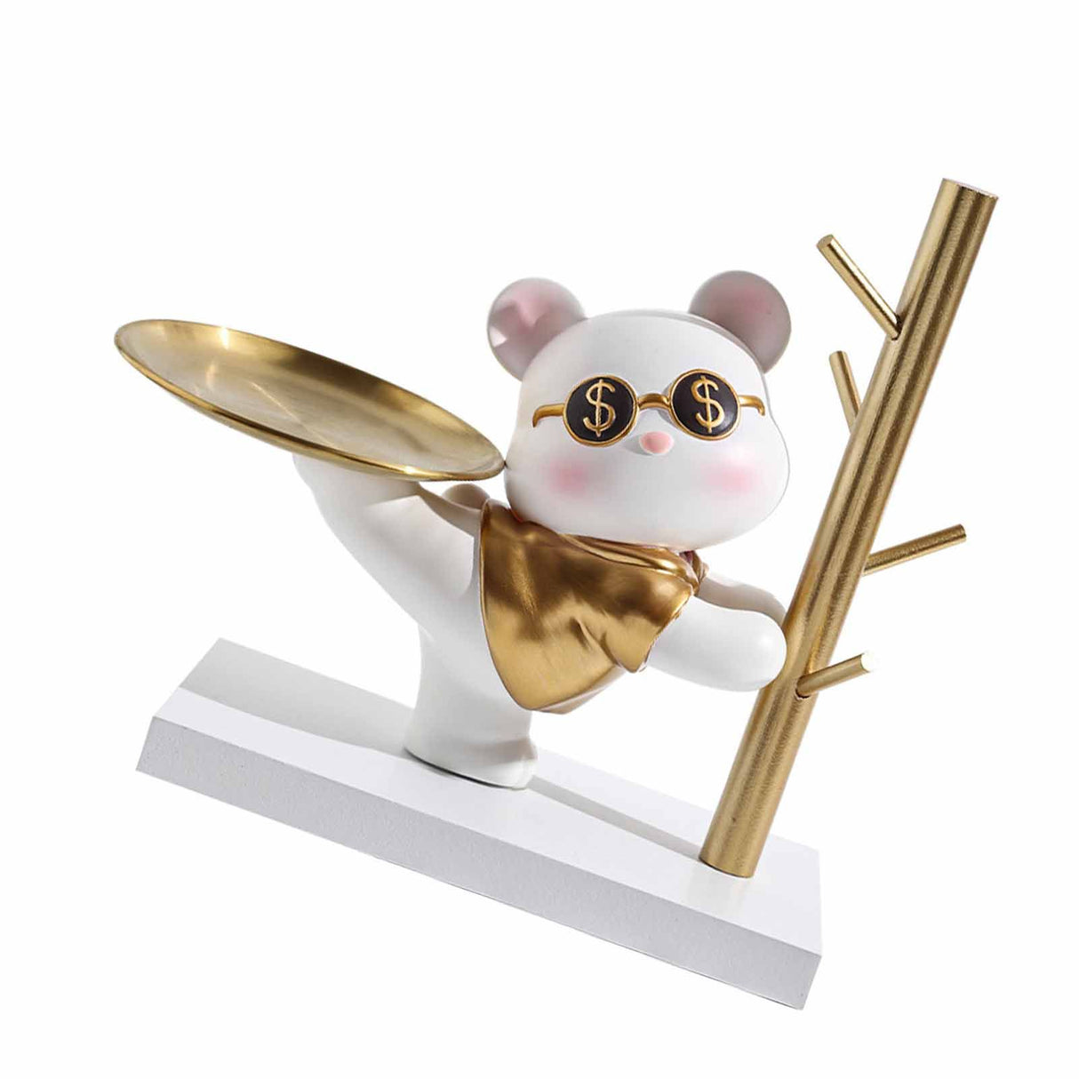 Entryway Key Storage Ornament Cartoon Cute Entryway Key Holder Ornament with Tray for Home Bedroom Alluring Bear 31.5x15x27cm