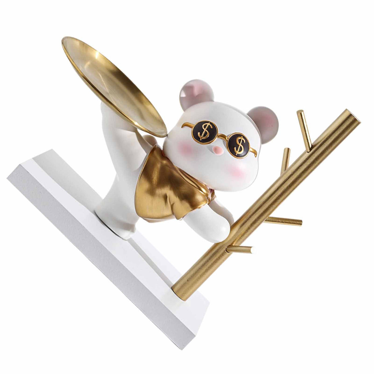 Entryway Key Storage Ornament Cartoon Cute Entryway Key Holder Ornament with Tray for Home Bedroom Alluring Bear 31.5x15x27cm