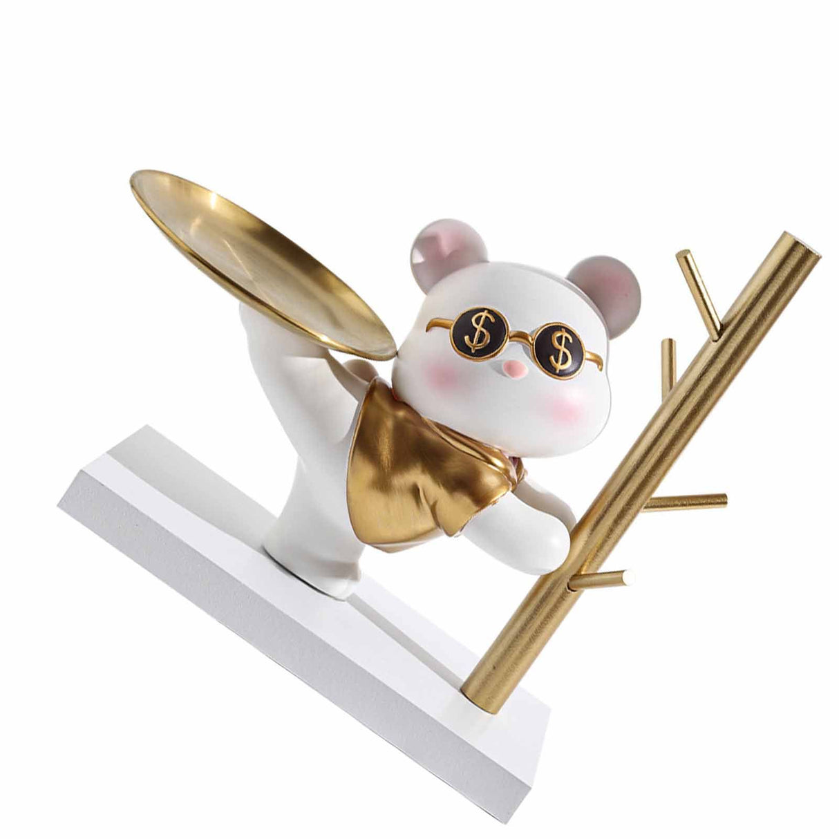 Entryway Key Storage Ornament Cartoon Cute Entryway Key Holder Ornament with Tray for Home Bedroom Alluring Bear 31.5x15x27cm
