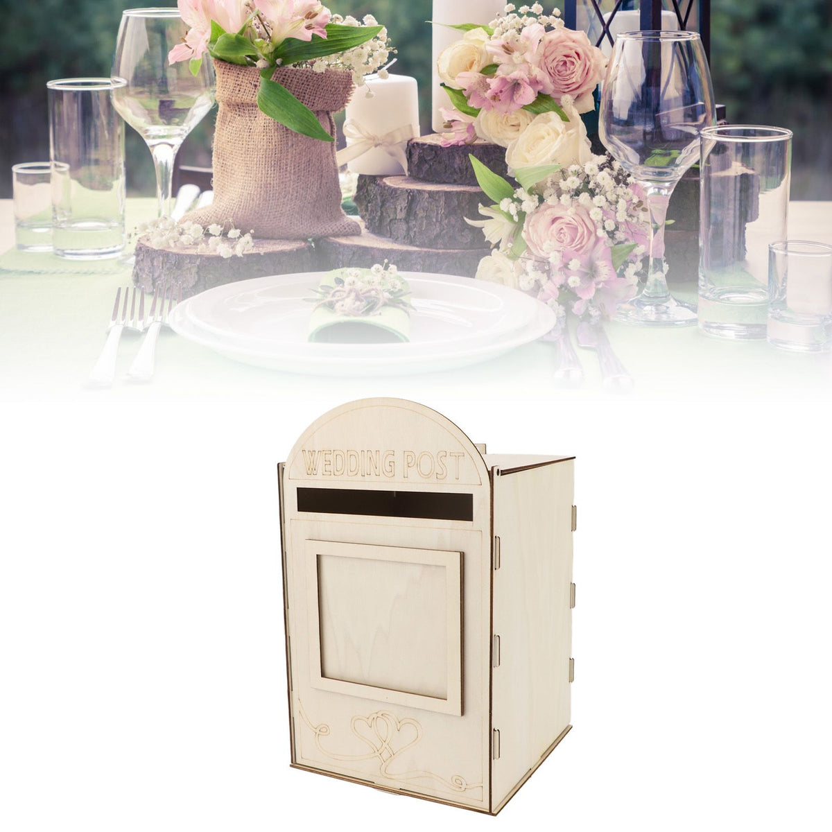 DIY Wooden Wedding Mailbox Post Box with Lock Key for Reception Wedding Anniversary Party Decoration JM01617