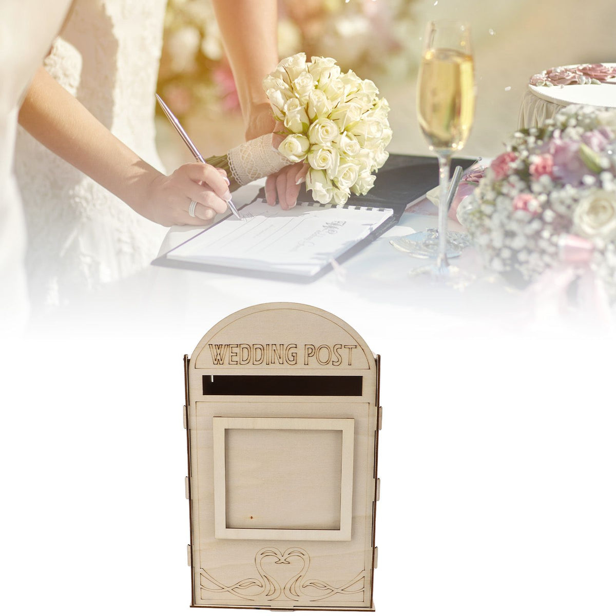DIY Wooden Wedding Mailbox Post Box with Lock Key for Reception Wedding Anniversary Party Decoration JM01618