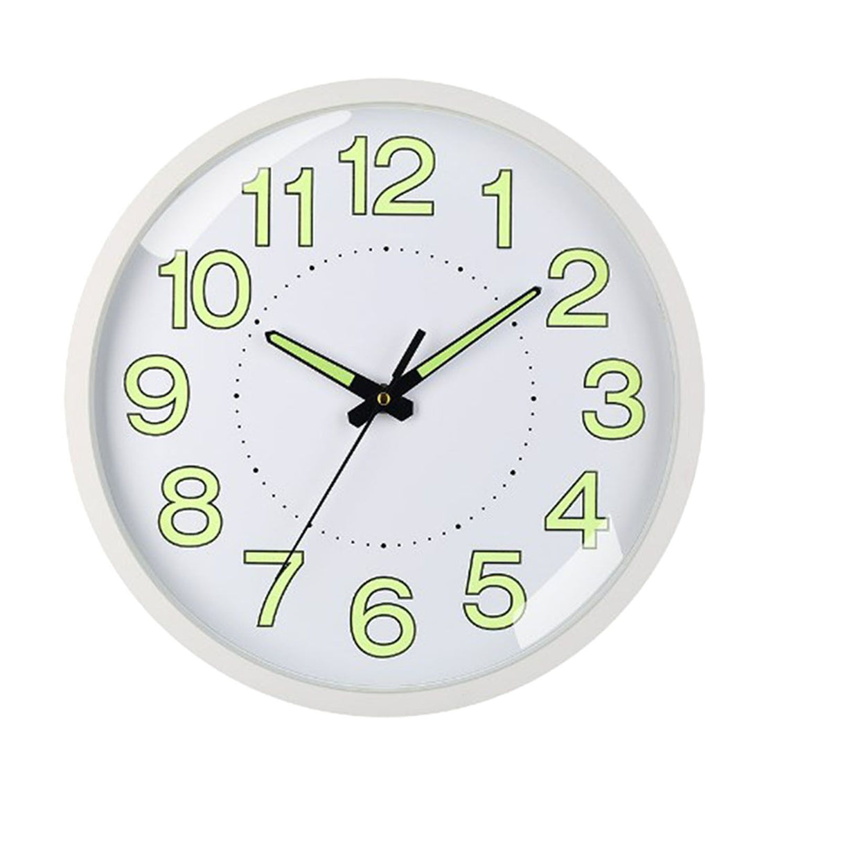 Silent Quartz Clock Plastic Wall Mounted Luminous Quiet for Living Room Bedroom 12in 30cm White Frame