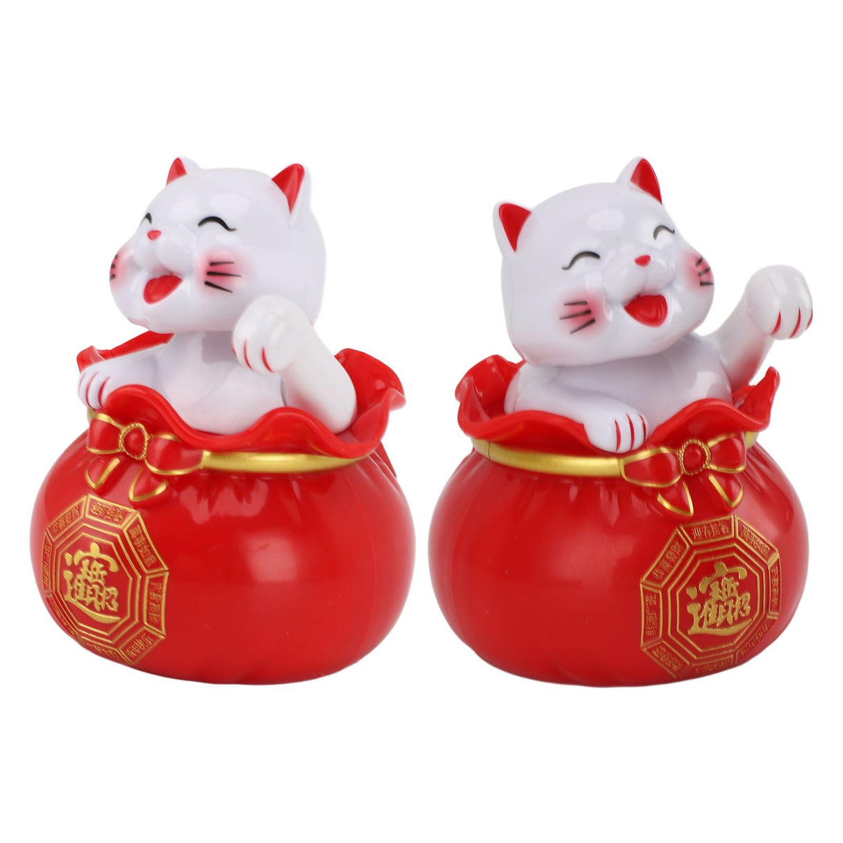 Solar Powered Lucky Cat Lucky Wealth Welcoming Cat Car Decor Desktop Cash Register Opening Decoration Small Eye Red