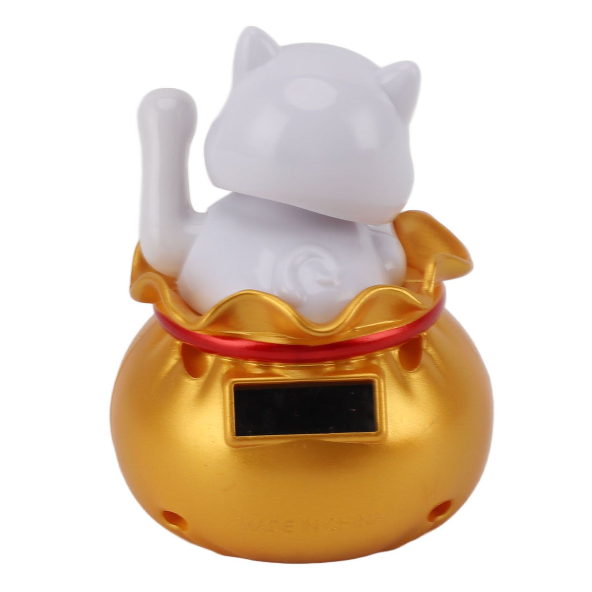 Solar Powered Lucky Cat Lucky Wealth Welcoming Cat Car Decor Desktop Cash Register Opening Decoration Big Eye Gold