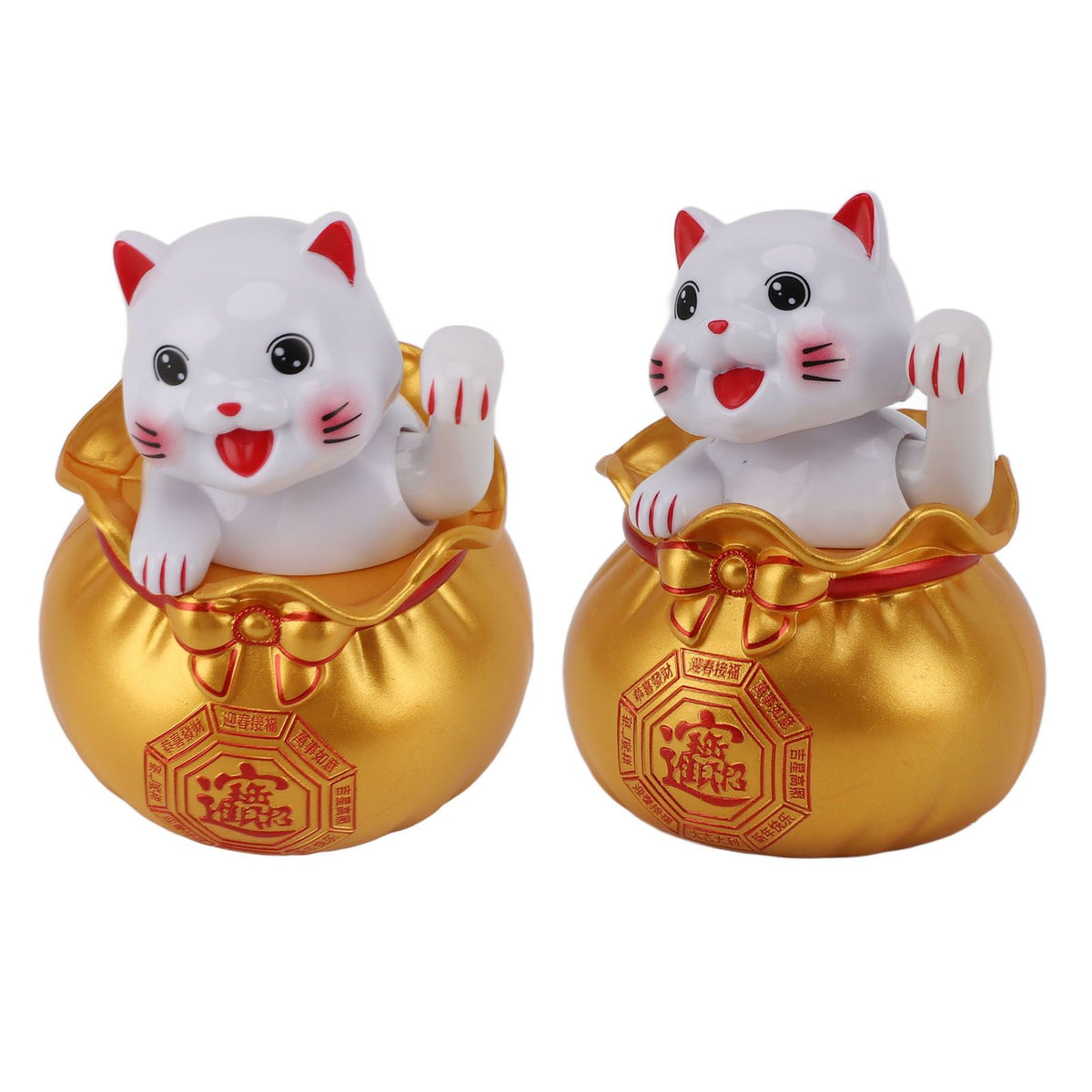 Solar Powered Lucky Cat Lucky Wealth Welcoming Cat Car Decor Desktop Cash Register Opening Decoration Big Eye Gold