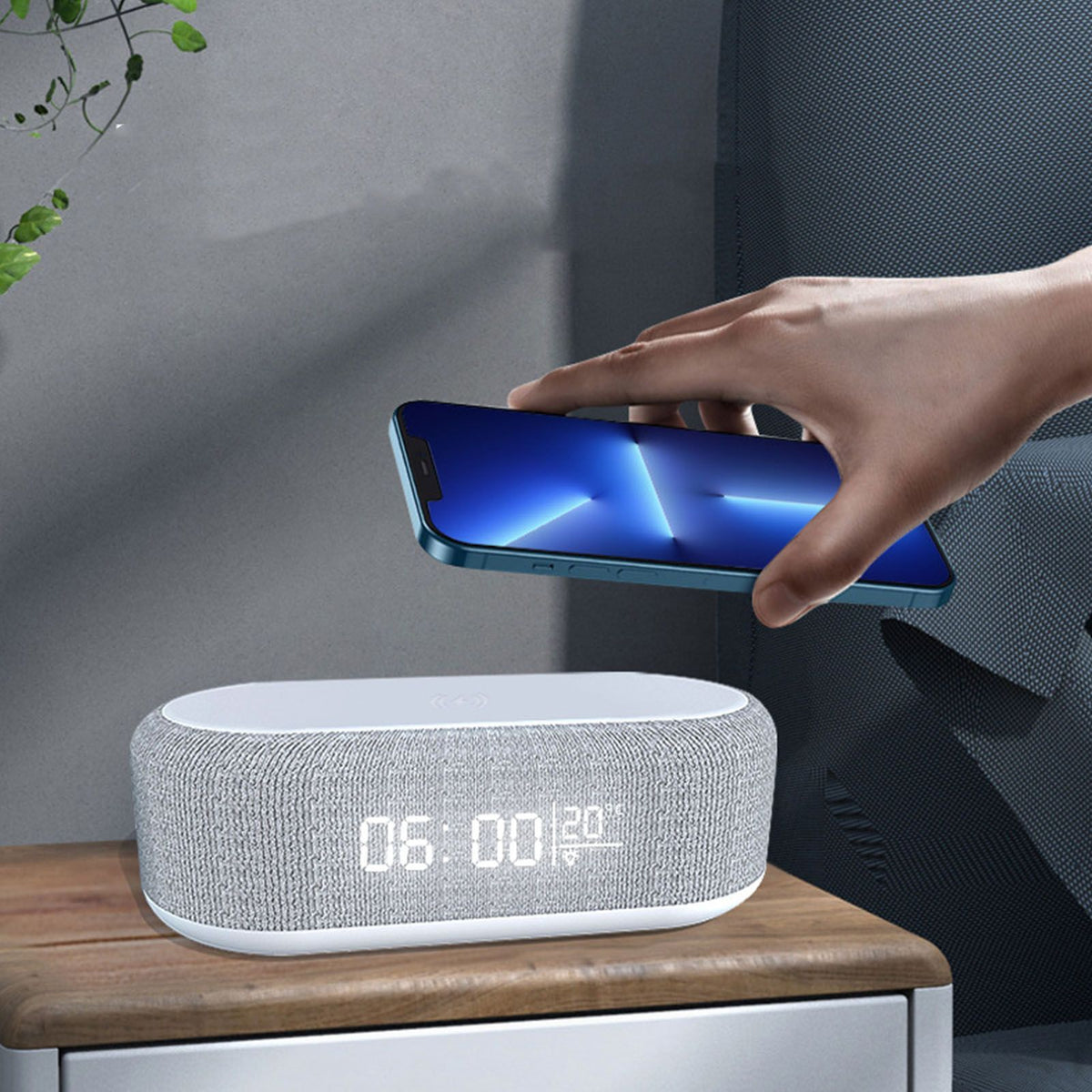 3 in 1 Alarm Clock with Wireless Charging and Night Light Portable Multifunction Desktop Clock Wireless Charger for Bedroom Study