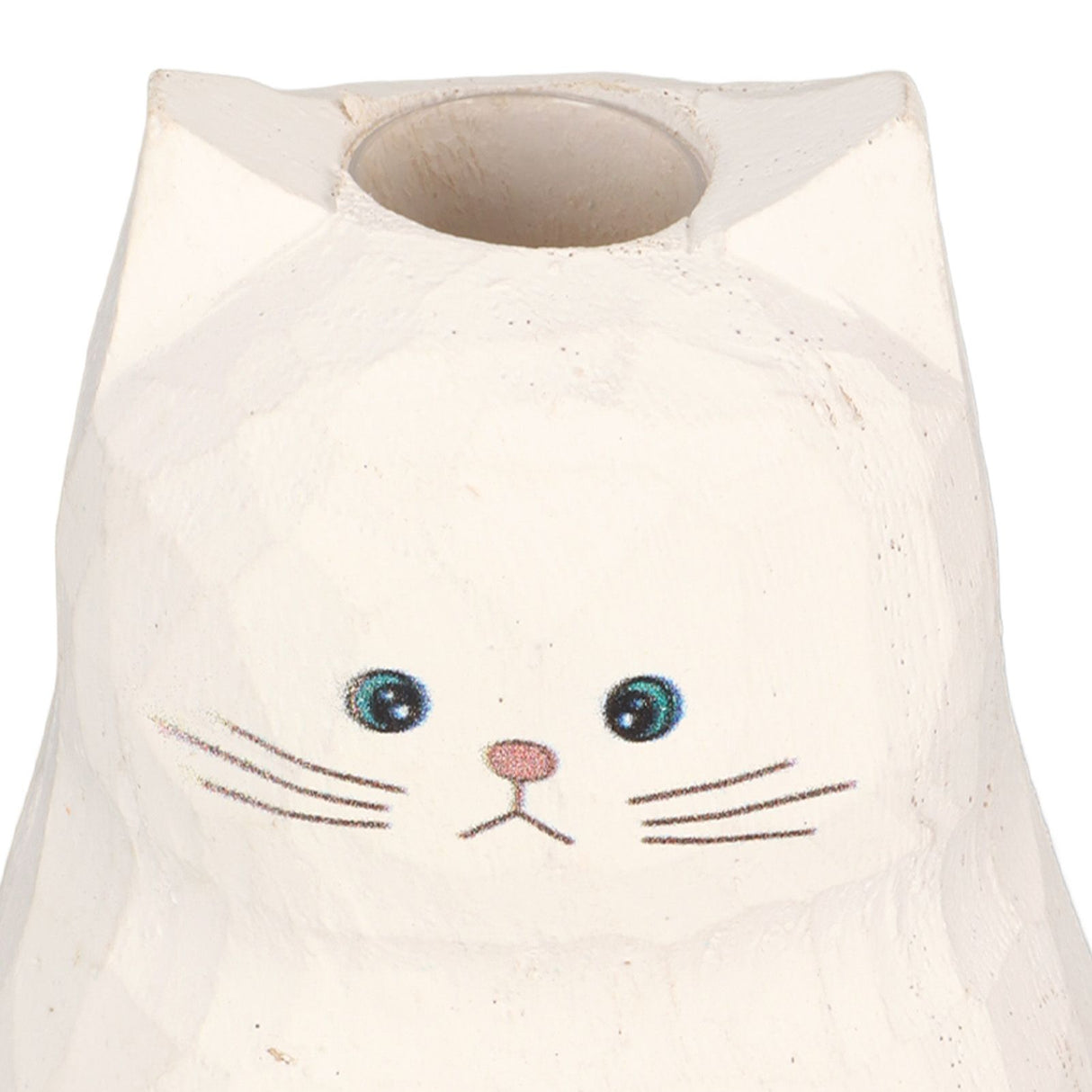 Cat Statue Flower Vase White Handmade Textured Wooden Cat Vase for Thanksgiving Day Gift Cat Lovers