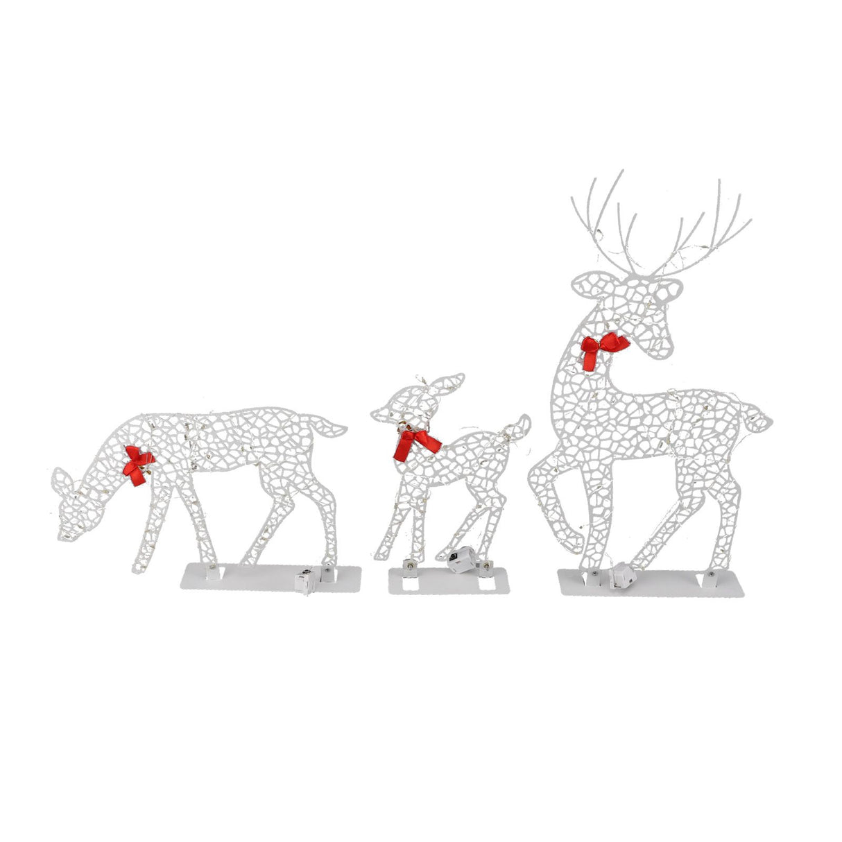 3pcs Lighted Christmas Decoration Deer Home Warm White Light Iron LED Reindeer Family Set Tabletop Decor for Outdoor Indoor Glowing Deer ‑01