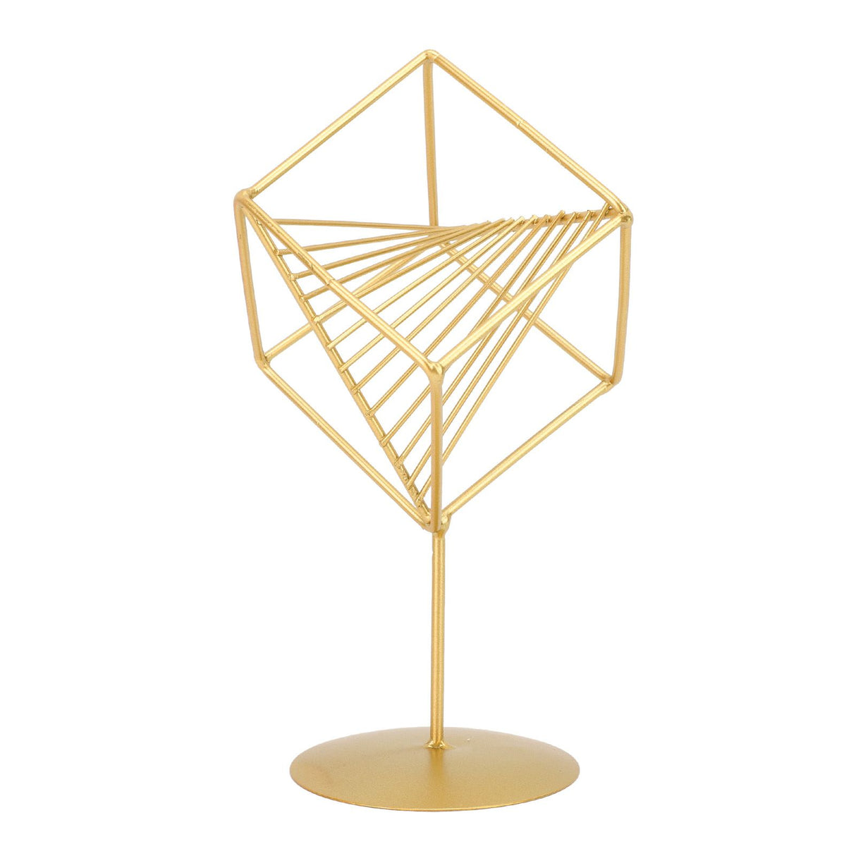 Gold Geometric Table Decor Creative 3D Iron Geometric Sculpture Compact Art Ornament Decor for Living Room Study Office