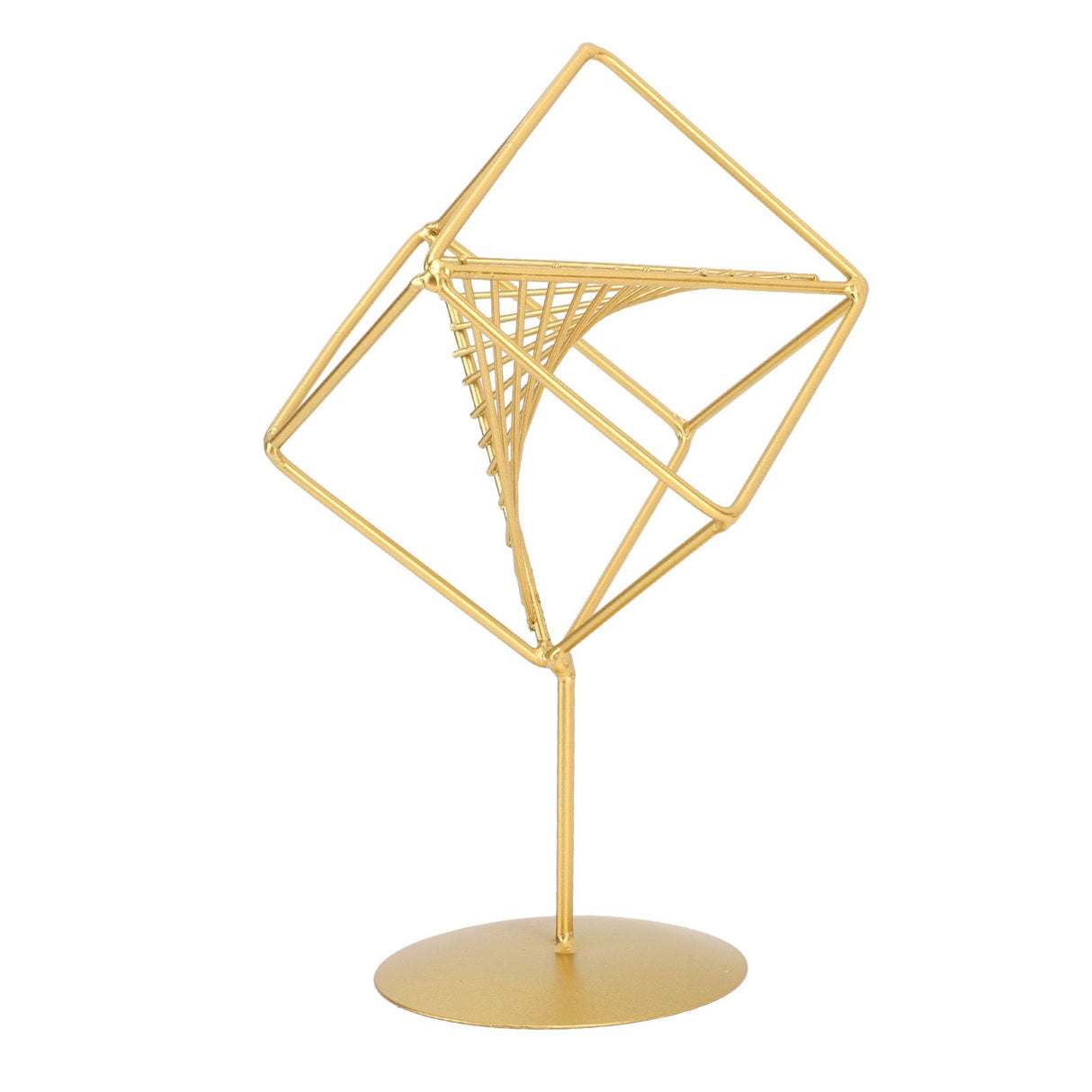 Gold Geometric Table Decor Creative 3D Iron Geometric Sculpture Compact Art Ornament Decor for Living Room Study Office