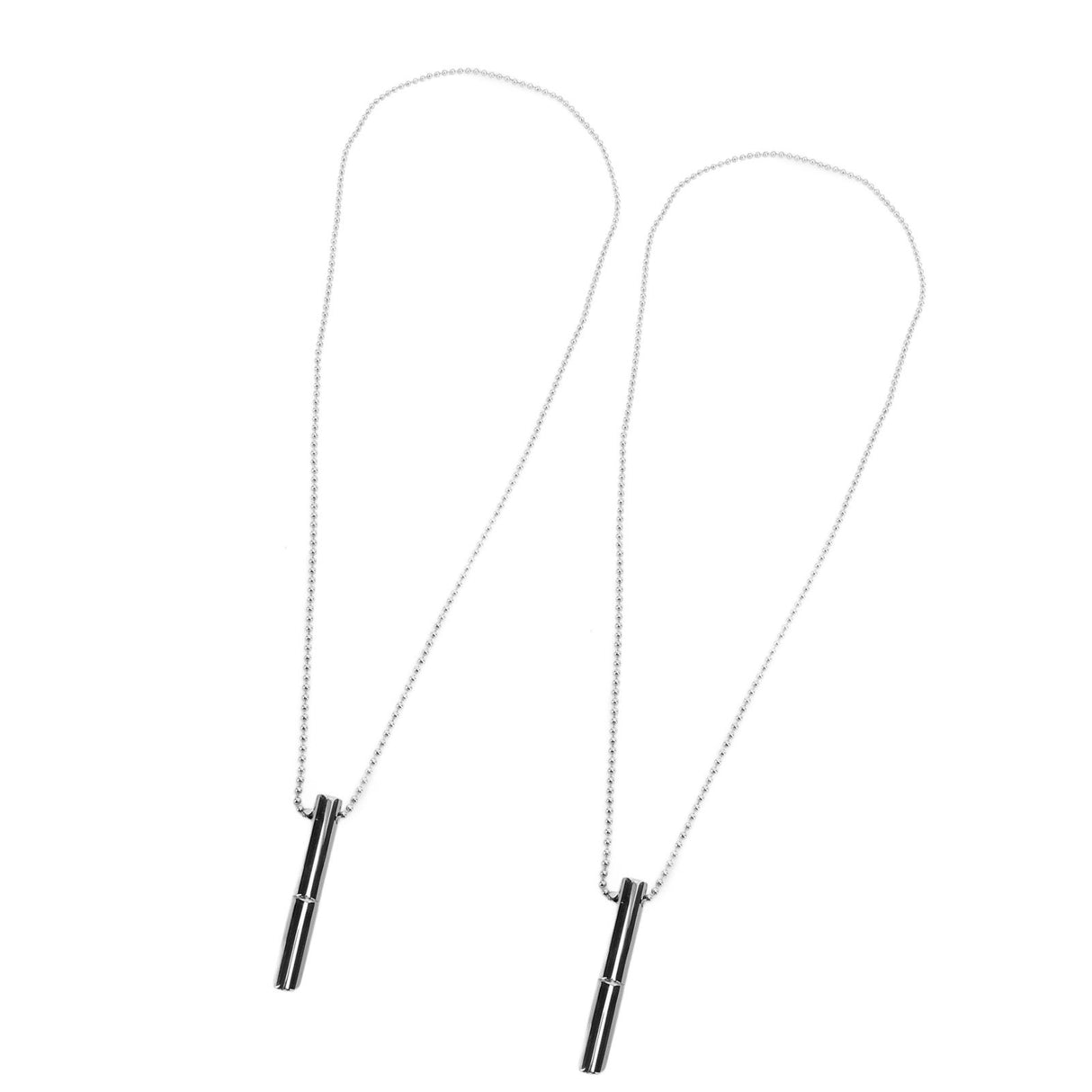 2PCS Stress Anxiety Relief Necklace Stainless Steel Mindful Breathing Exercise Device Whistle Pendant for Meditation Relaxation Calming Down