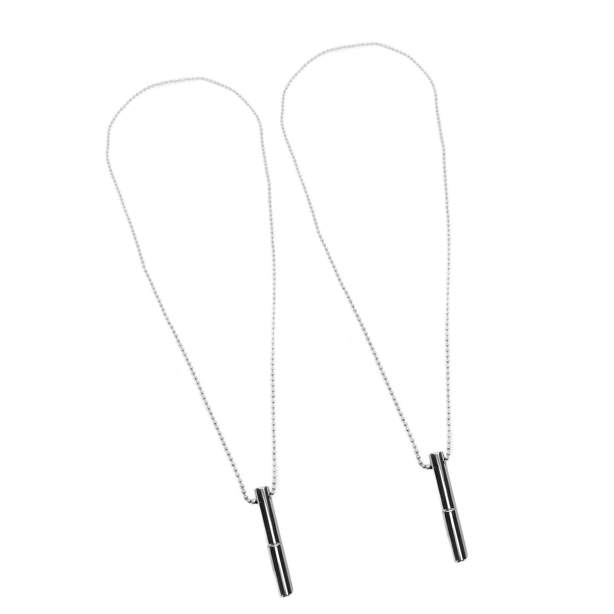 2PCS Stress Anxiety Relief Necklace Stainless Steel Mindful Breathing Exercise Device Whistle Pendant for Meditation Relaxation Calming Down