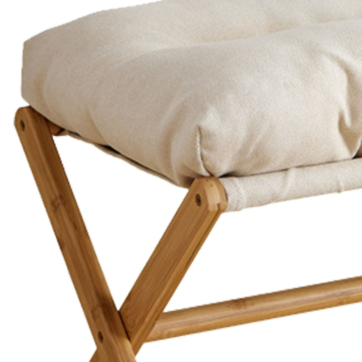 Foot Stool Foldable X Leg Modern Multifunctional Foot Rest with Soft Cushion for Living Room Bedroom Office Beige
