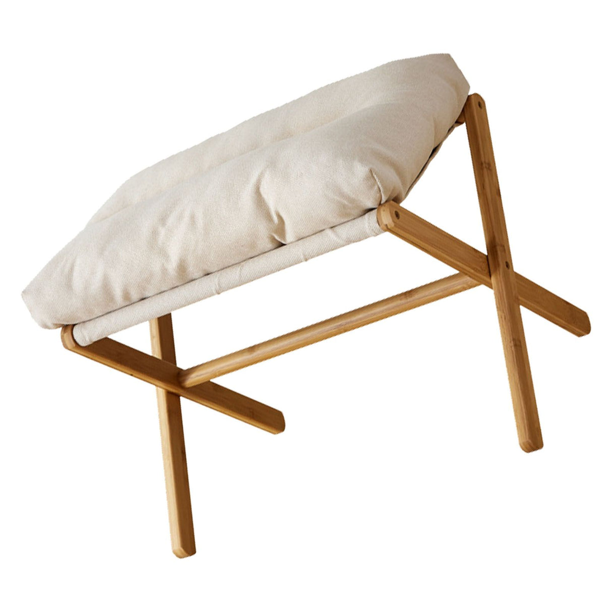 Foot Stool Foldable X Leg Modern Multifunctional Foot Rest with Soft Cushion for Living Room Bedroom Office Beige