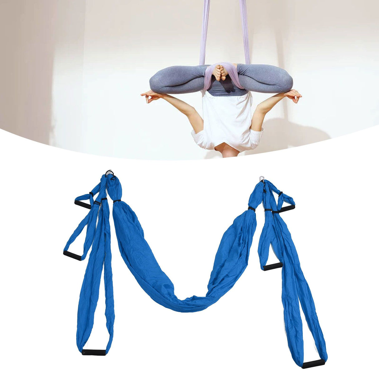 Aerial Yoga Swing Set Polyester Cotton Adjustable Improve Flexibility Yoga Hammock for Physical Exercise Dark Blue
