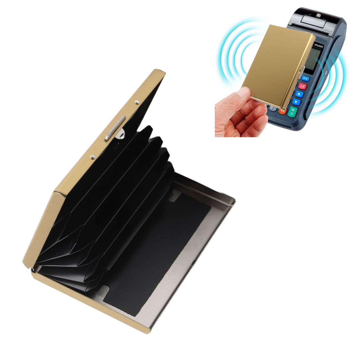 Credit Card Holder Protector Stainless Steel Credit Card Wallet Business Card Case for Men and WomenGold