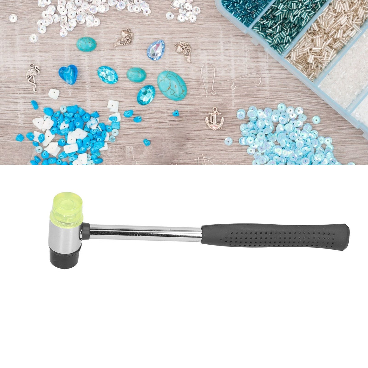 Mini Hamme Double Sided Rubber Nylon Hammer Hand Tool with Non Slip Handle for Household Jewelry Craft