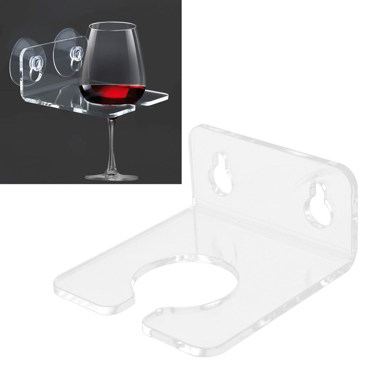 Bathtub Wine Glass Holder with Suction Cups Transparent Acrylic Portable Goblet Rack for Home Bathroom