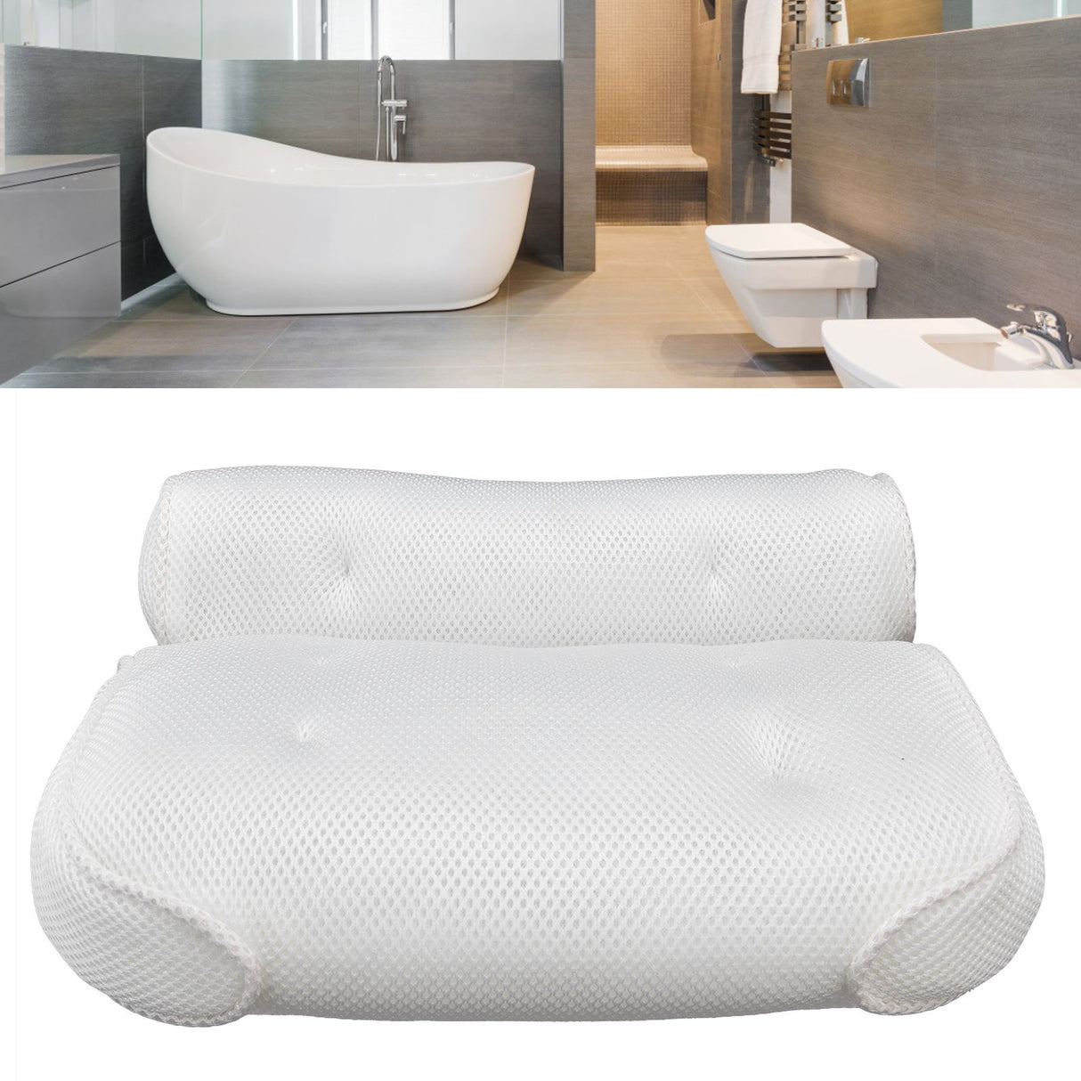 Mesh Bathroom Pillow Soft Comfortable Suction Cup Pillow Bath Tub Pillow for Shower Room
