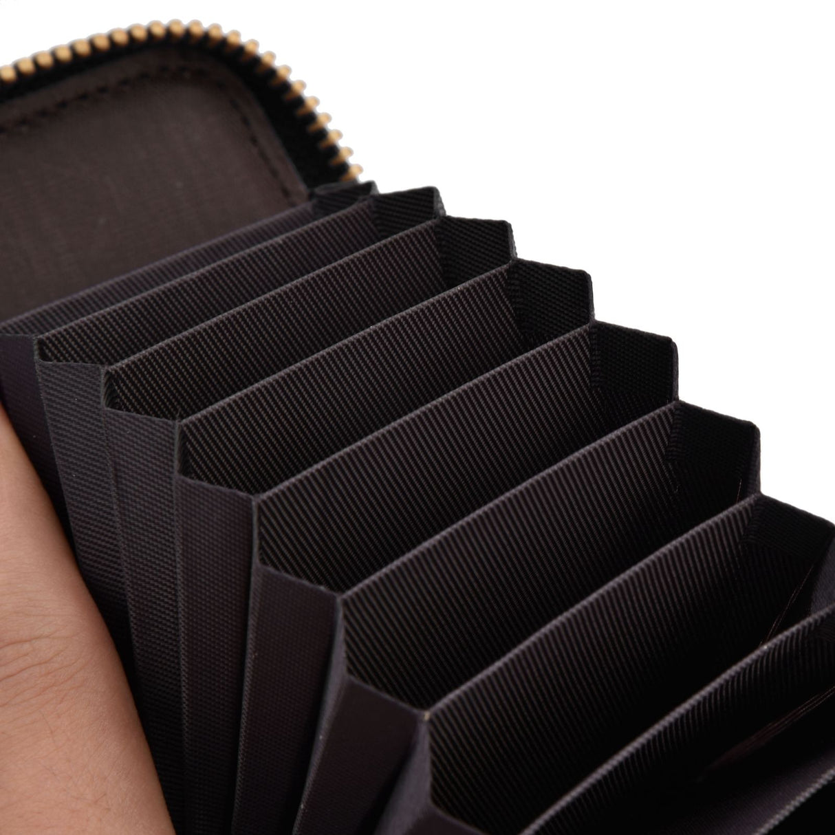 Credit Card Bag with Zipper Fashionable Mini Portable Antimagnetic ID Cards Holder Wallet PurseBlack