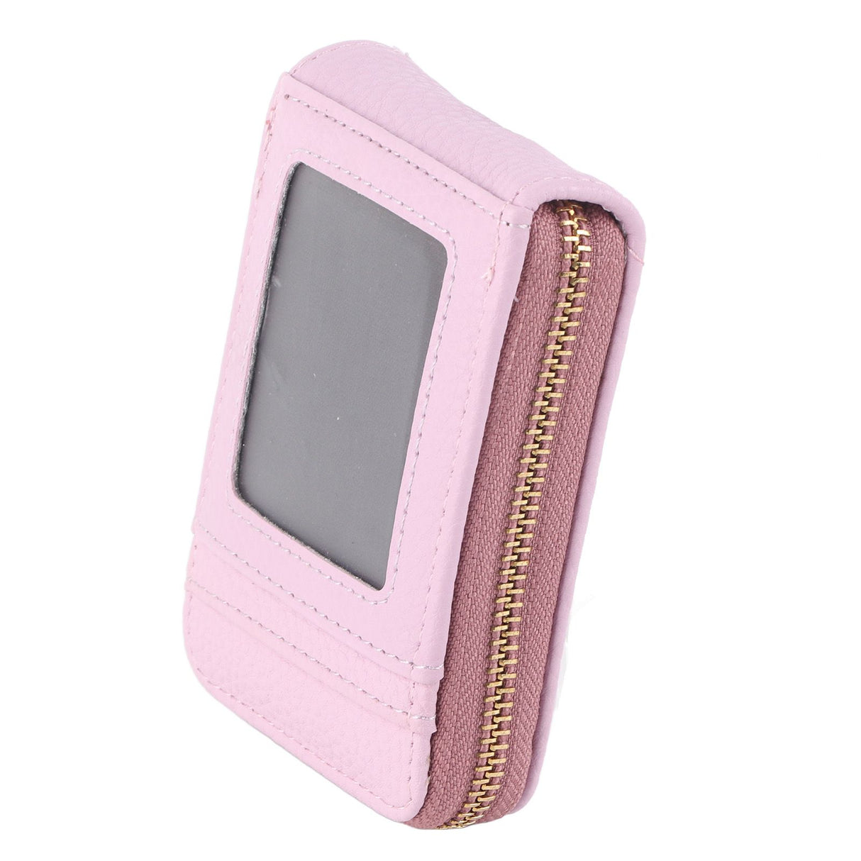Credit Card Bag with Zipper Fashionable Mini Portable Antimagnetic ID Cards Holder Wallet PurseLight Purple