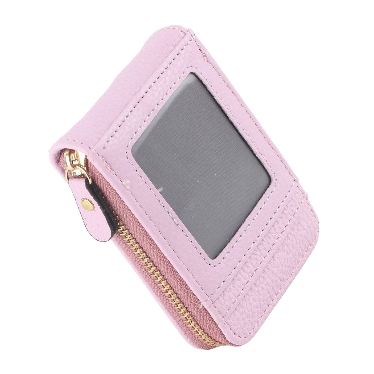 Credit Card Bag with Zipper Fashionable Mini Portable Antimagnetic ID Cards Holder Wallet PurseLight Purple