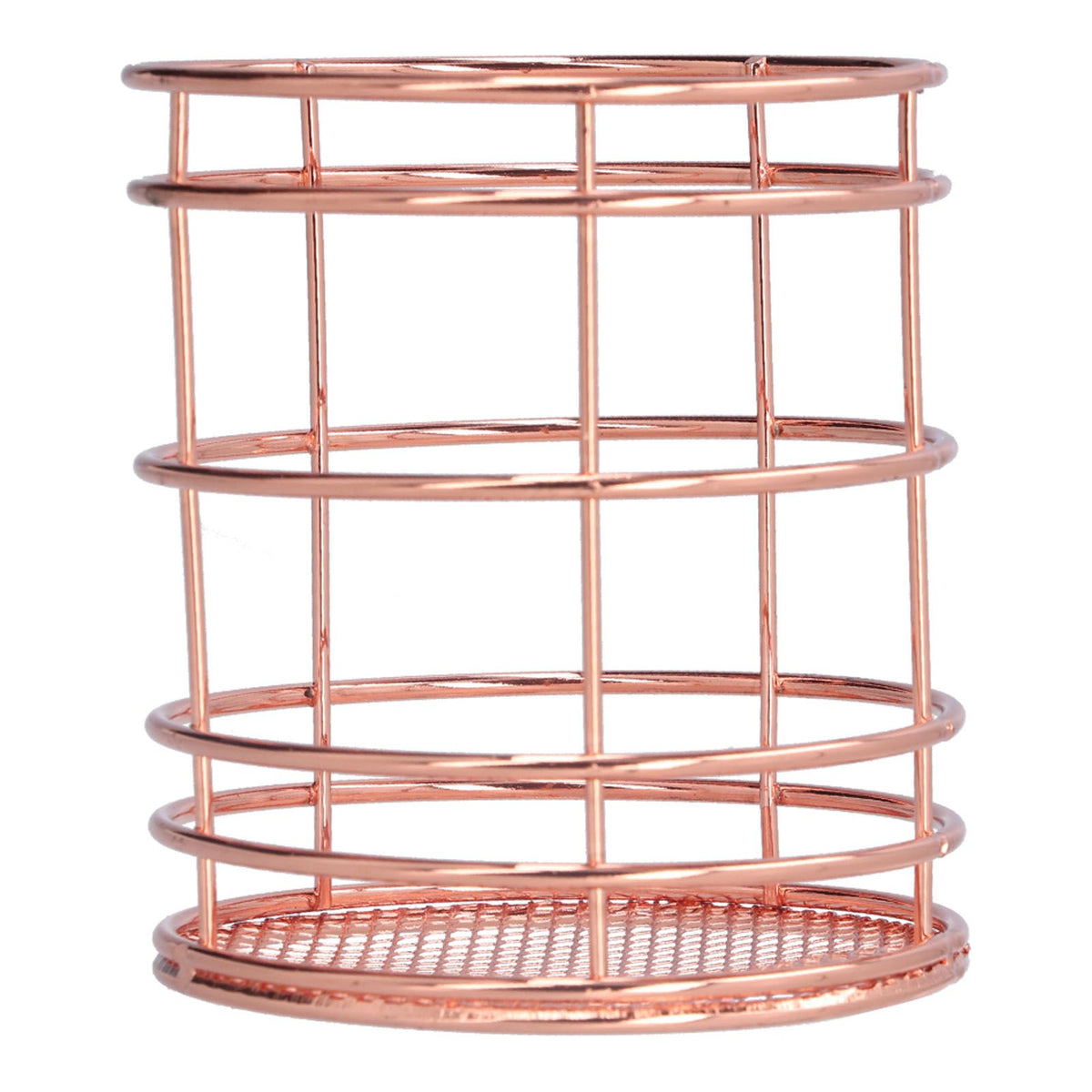 Round Hollow Chopstick Cage Multifunctional Desktop Pen Holder Organizer for Home KitchenRose Gold (J13454CP)