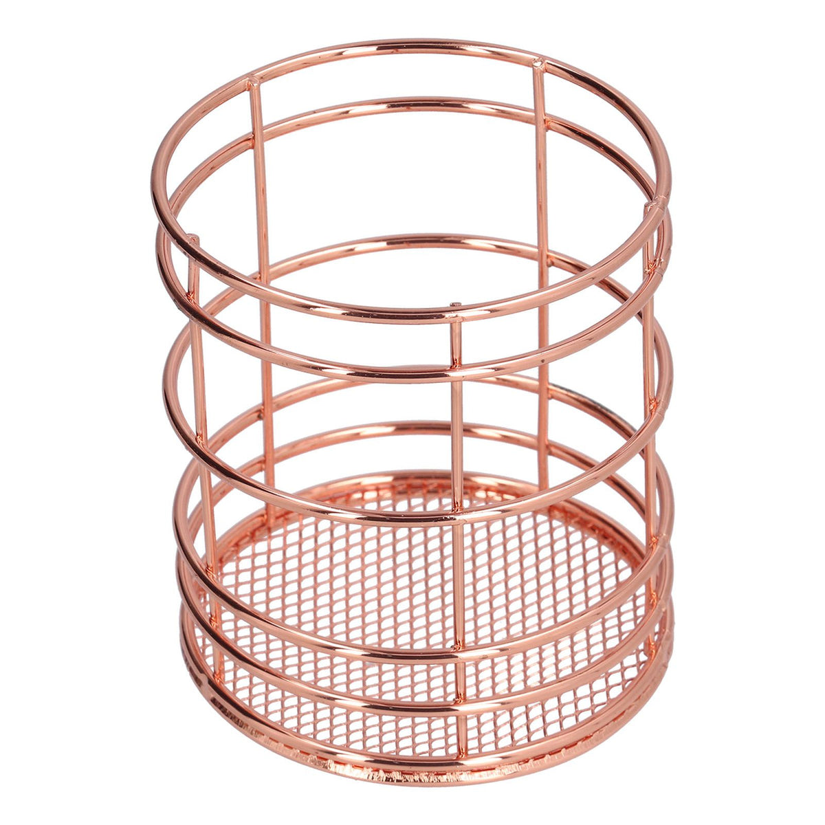 Round Hollow Chopstick Cage Multifunctional Desktop Pen Holder Organizer for Home KitchenRose Gold (J13454CP)