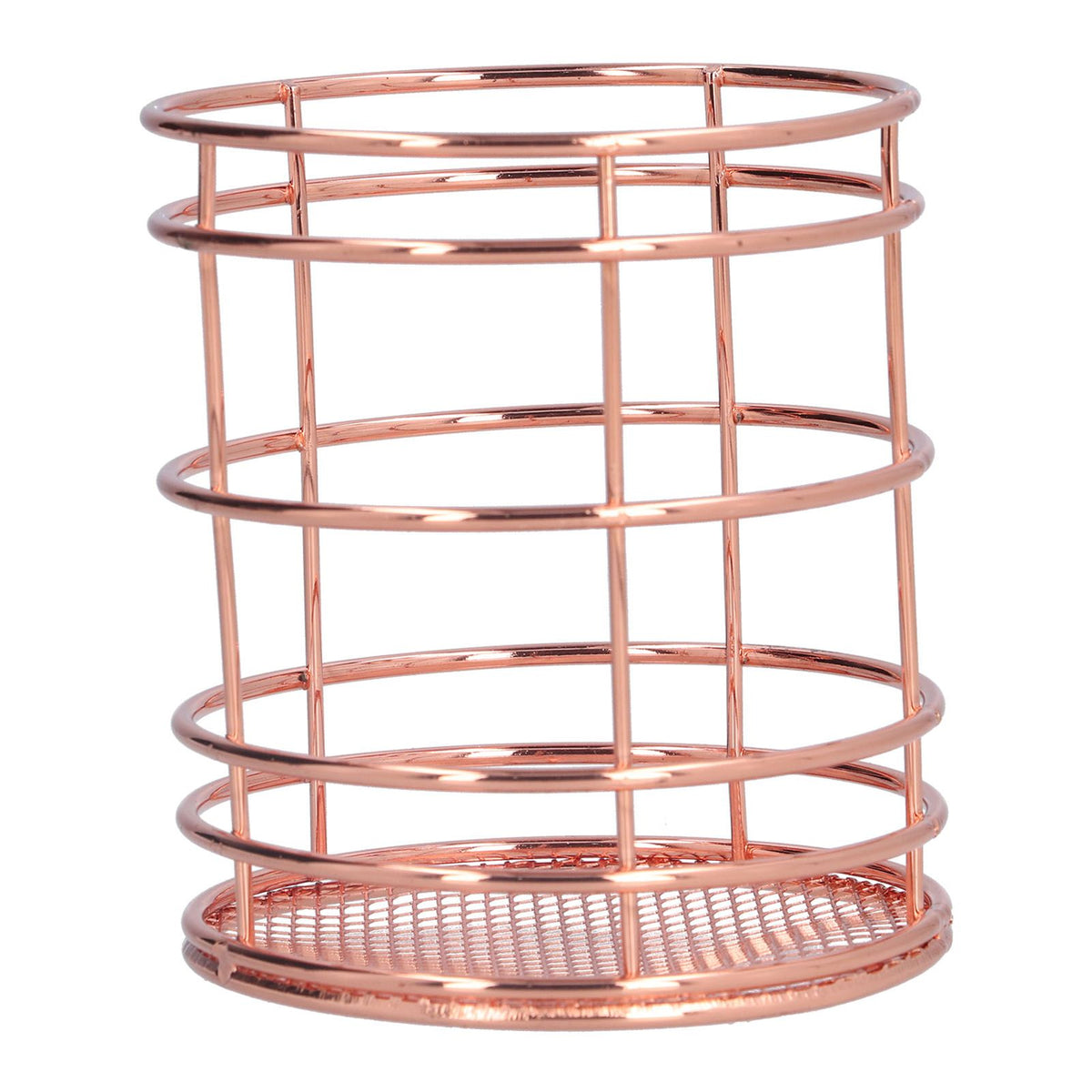 Round Hollow Chopstick Cage Multifunctional Desktop Pen Holder Organizer for Home KitchenRose Gold (J13454CP)