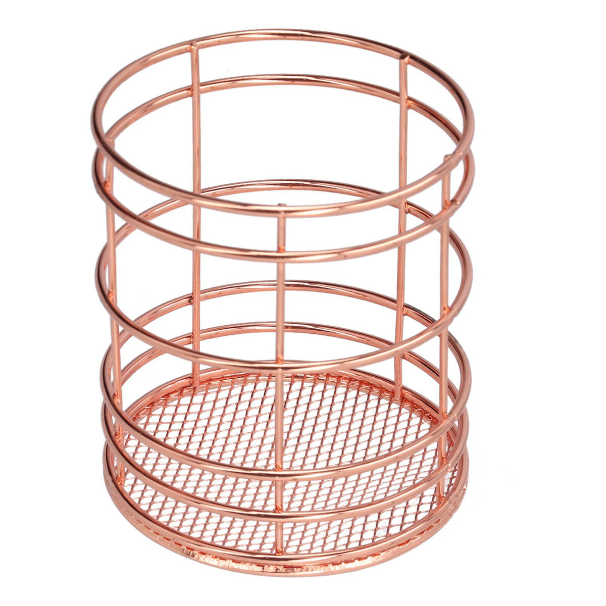 Round Hollow Chopstick Cage Multifunctional Desktop Pen Holder Organizer for Home KitchenRose Gold (J13454CP)