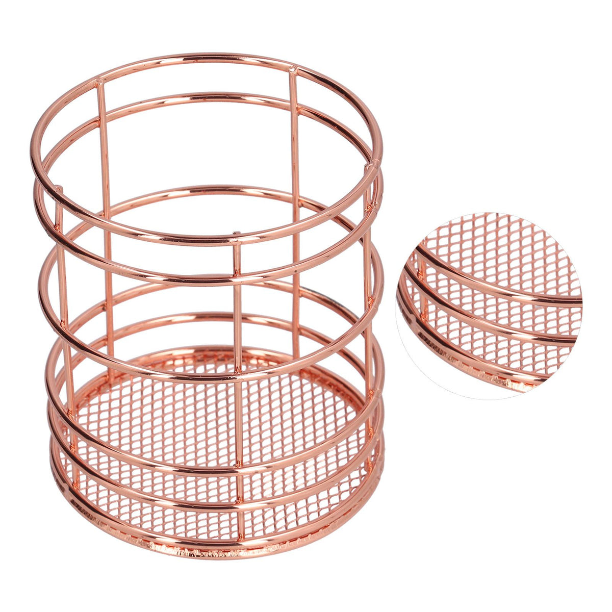 Round Hollow Chopstick Cage Multifunctional Desktop Pen Holder Organizer for Home KitchenRose Gold (J13454CP)