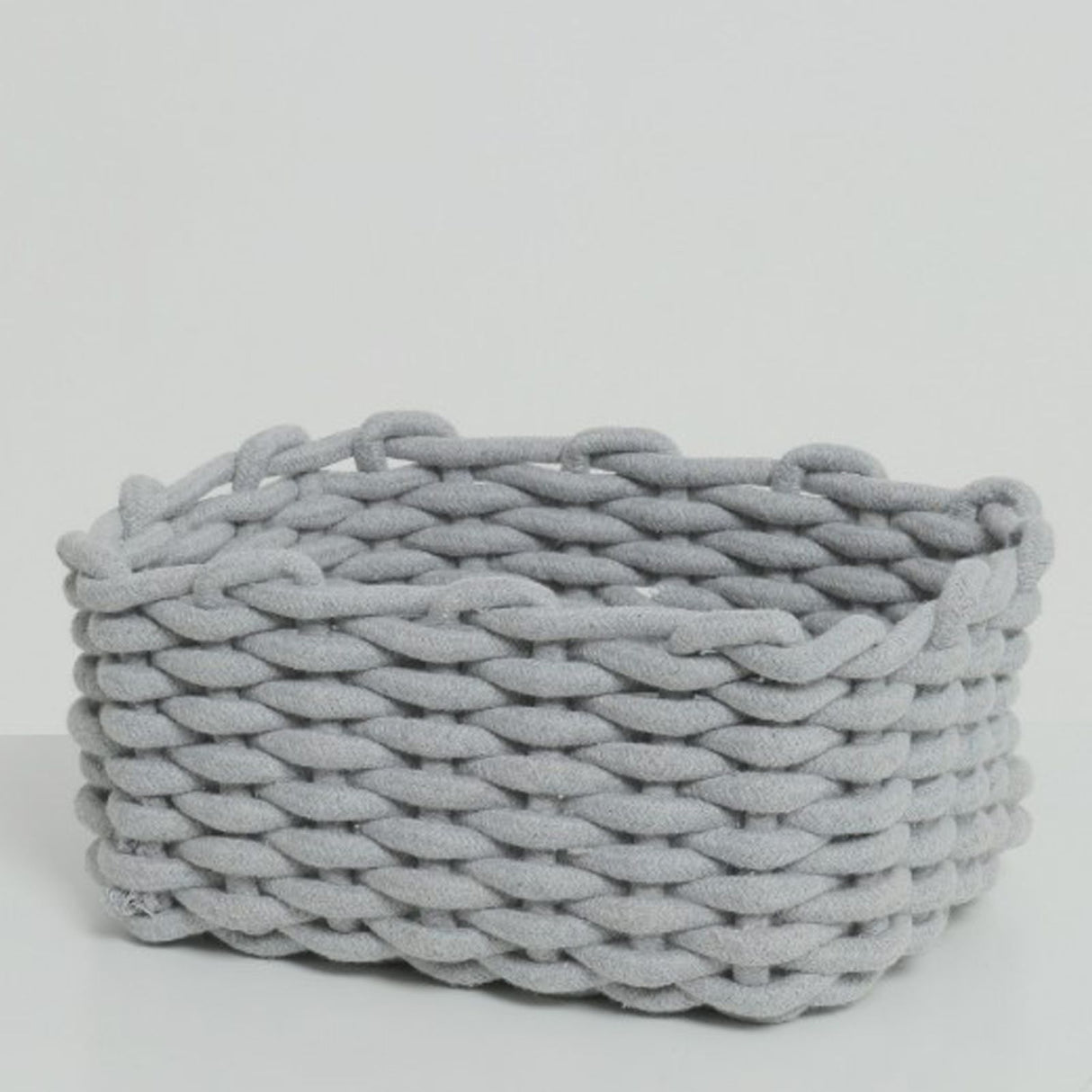 Cotton Rope Storage Basket Hand Knitting Nordic Style Desktop Storage Organizer for Key Snacks Underwear Grey 30x22x14cm/11.8x8.7x5.5in