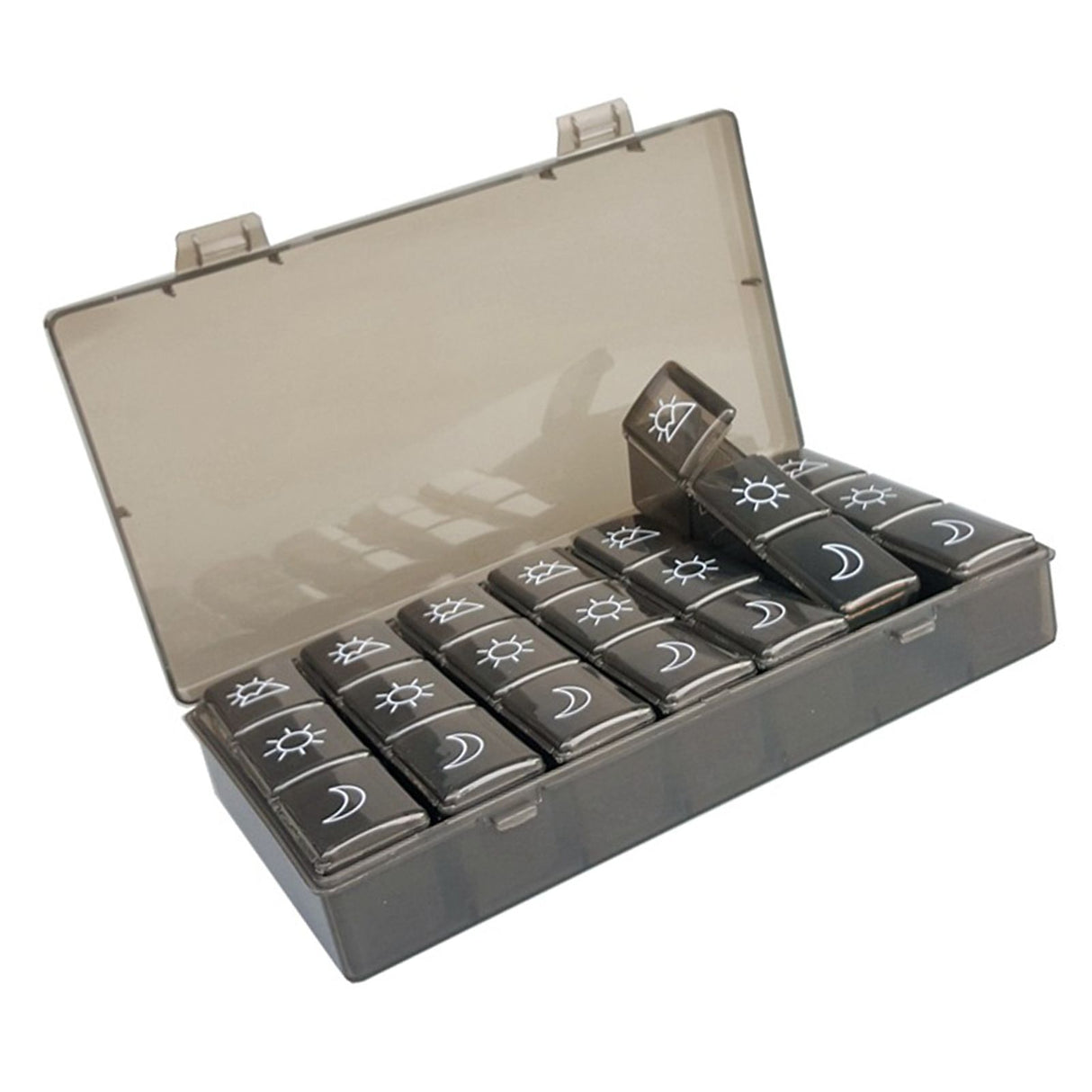 21 Grids Large Capacity Medicine Case Weekly Tablet Organizer Black Portable Tablet Box