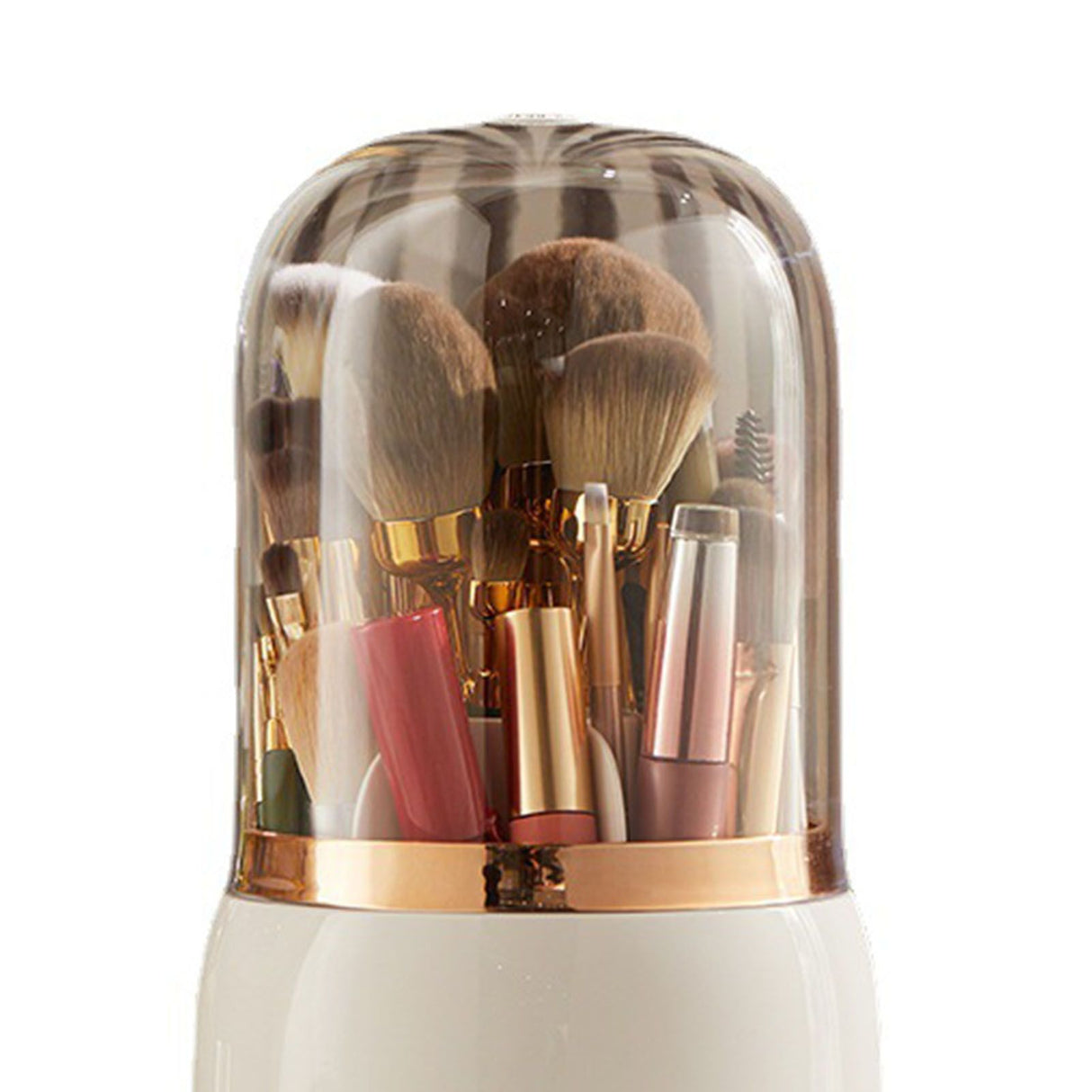Makeup Brush Holder Multifunctional Brush Organizer Home Rotating Dustproof Cosmetic Make Up Brushes Container White
