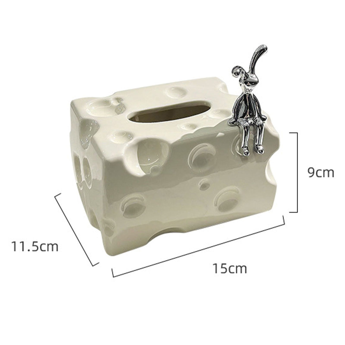 Tissue Box Cover Ceramic Rectangular Stylish Elegant Decorative Napkin Box Holder for Desktop Coffee Table Milky White
