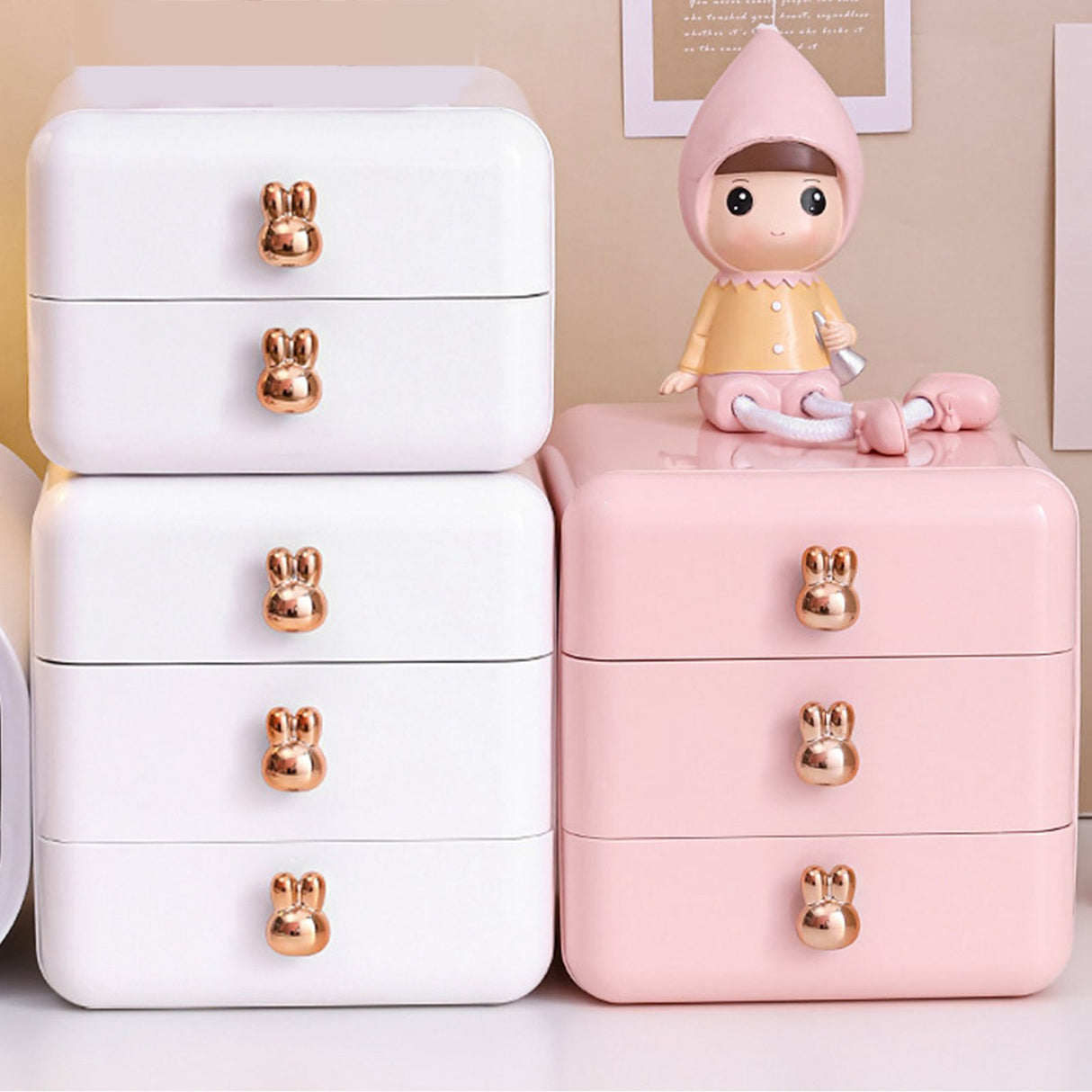 Desktop Drawer Jewelry Hair Accessories Sundries Storage Box Tabletop Organizer for Bedroom Dormitory Office