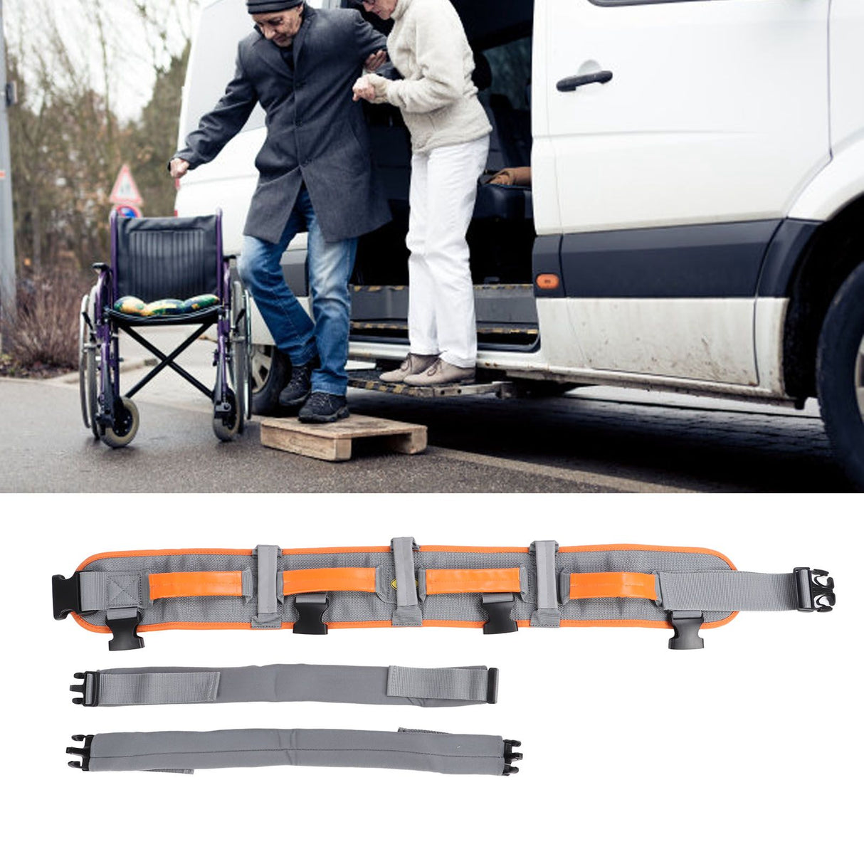 Transfer and Walking Gait Belt with Handles Adjustable Elderly Standing Assist Lift Belt for Seniors Caregiver Nurse Orange
