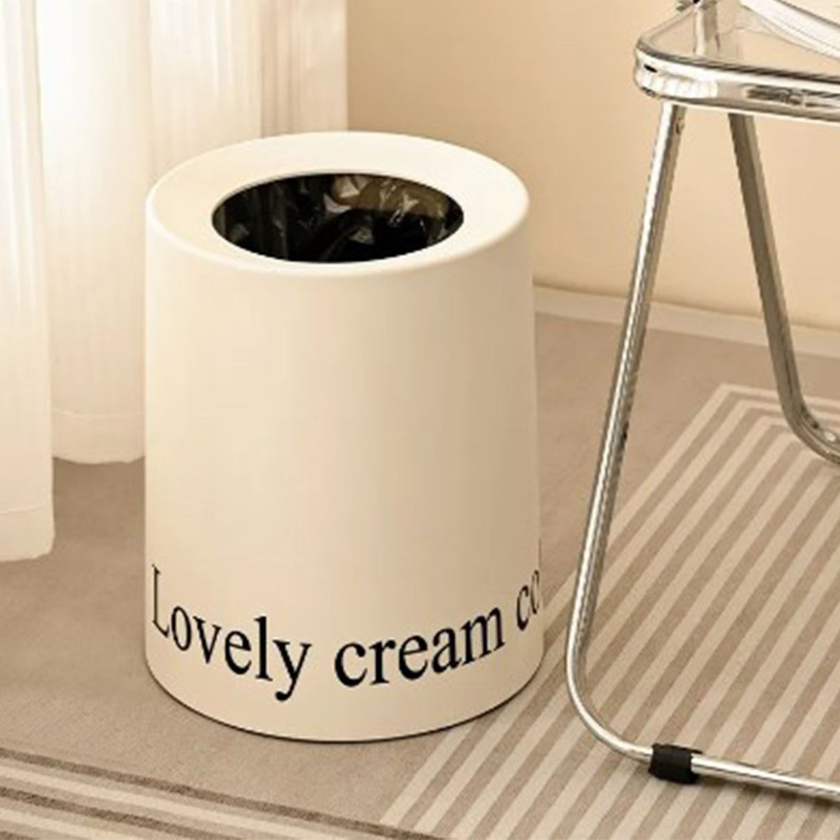 Living Room Trash Can Modern Minimalism Large Capacity Round Waste Basket for Home