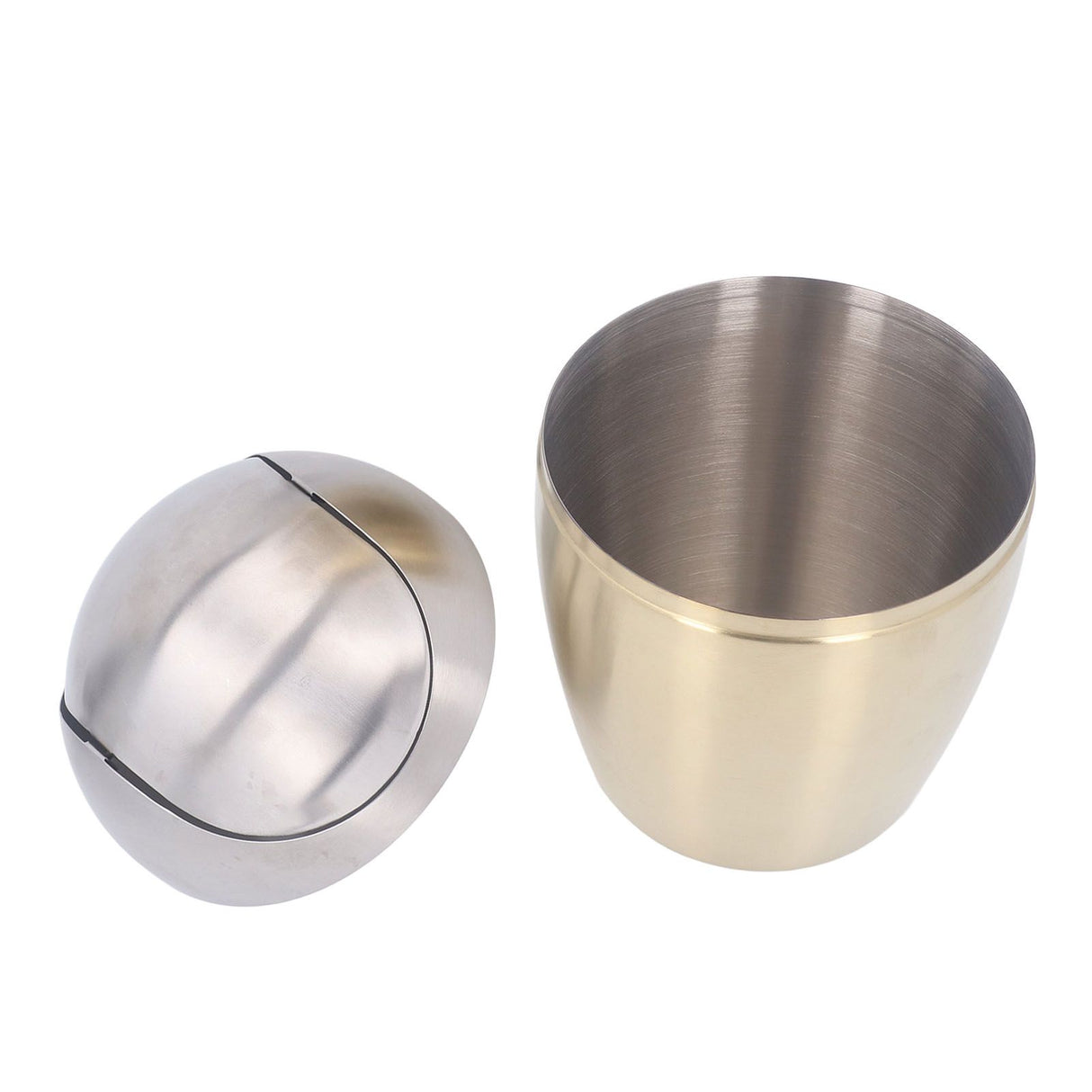 Desktop Small Trash Can Multipurpose 304 Stainless Steel Mini Trash Can with Lid for Tabletop Countertop Use Golden