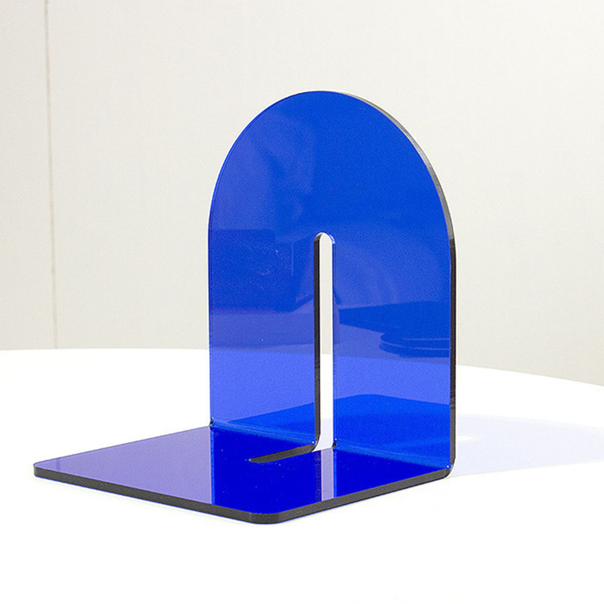 Acrylic Book End Thickened L Shape Bookend Stopper Desktop Book Organizer for Home Library Office Translucent Blue