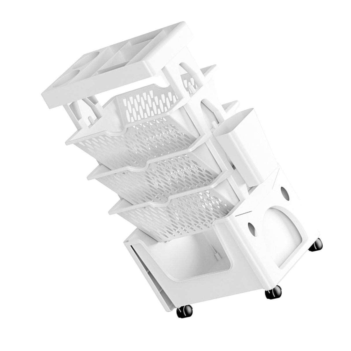 Rolling Mobile Bookshelf with Wheels 5 Tiers Large Capacity Strong Load Bearing Capacity Utility Cart for Study Kitchen White