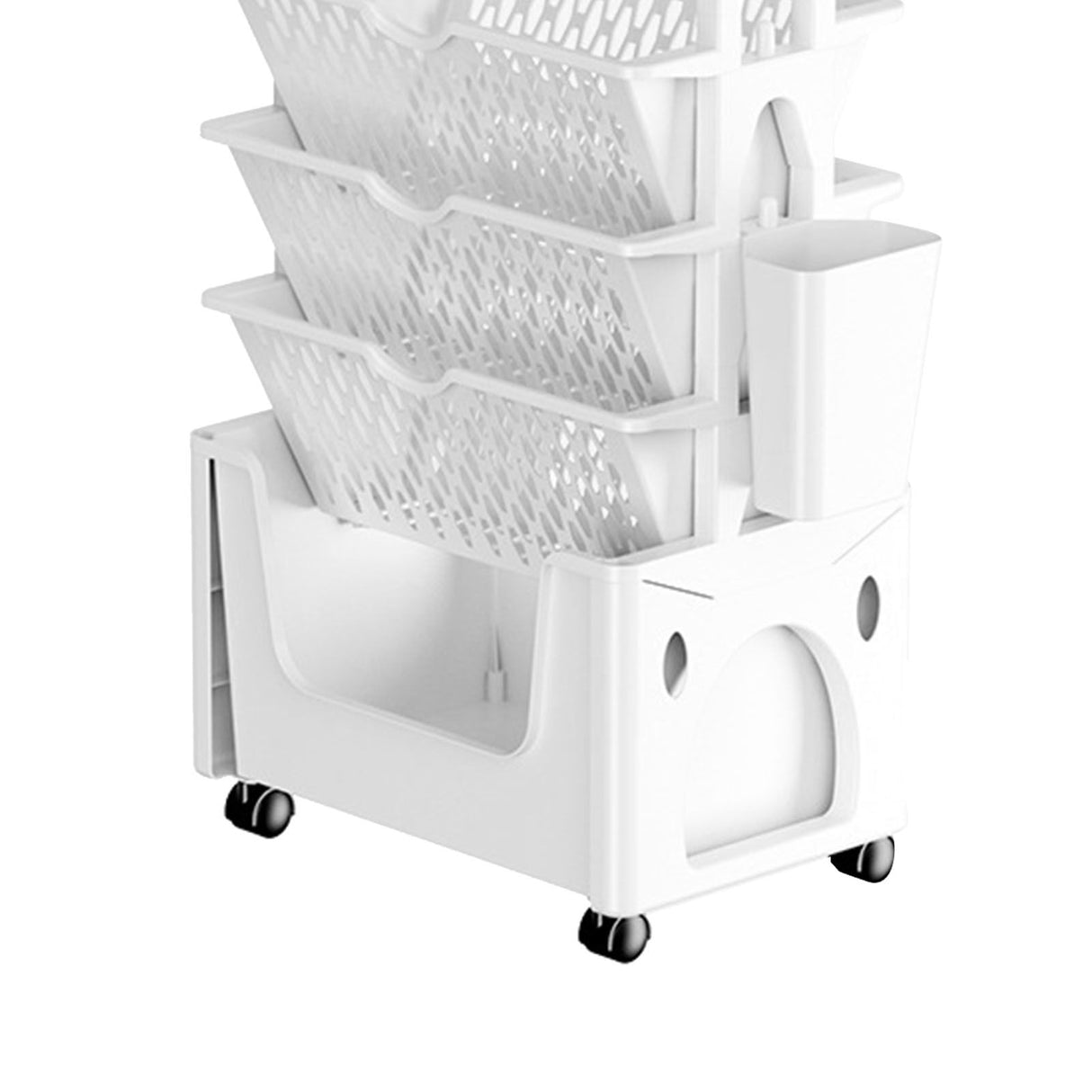 Rolling Mobile Bookshelf with Wheels 5 Tiers Large Capacity Strong Load Bearing Capacity Utility Cart for Study Kitchen White