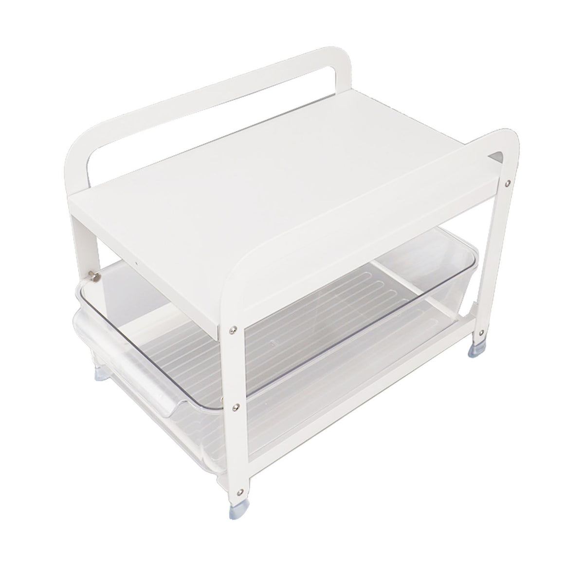 Cup Storage Organizer Shelf 2 Tier Pull Out Countertop Organizer Multifunctional Desktop Storage Rack for Home Office White