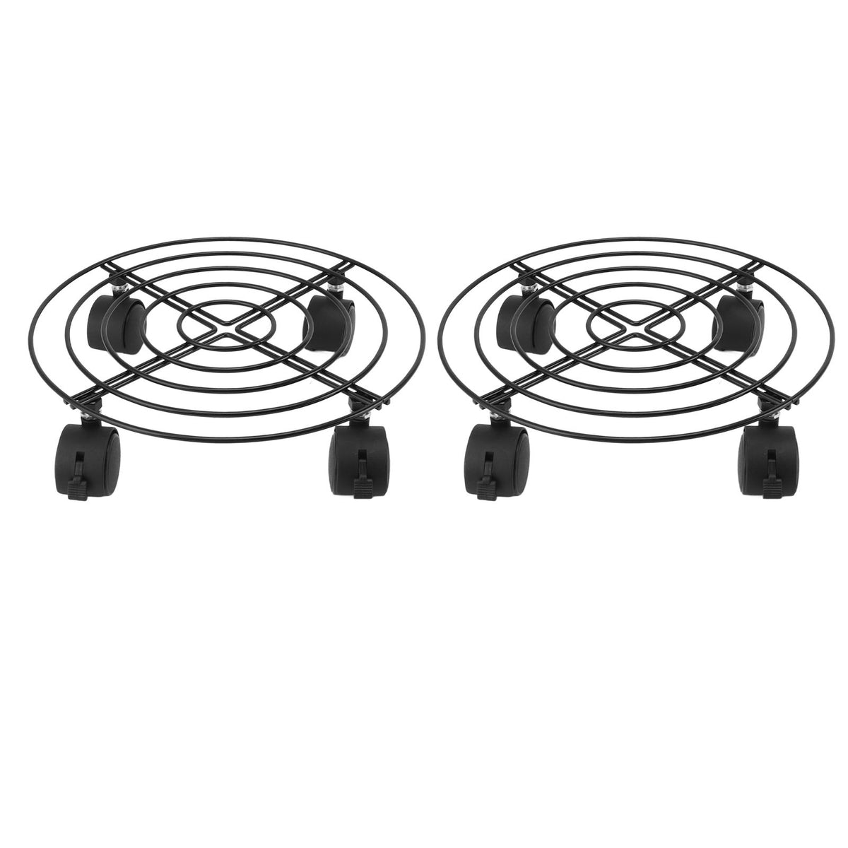 2 PCS Outdoor Plant Dolly with Lockable Wheels Iron and PVC High Load Bearing Rolling Plant Stand Base for Large Plants