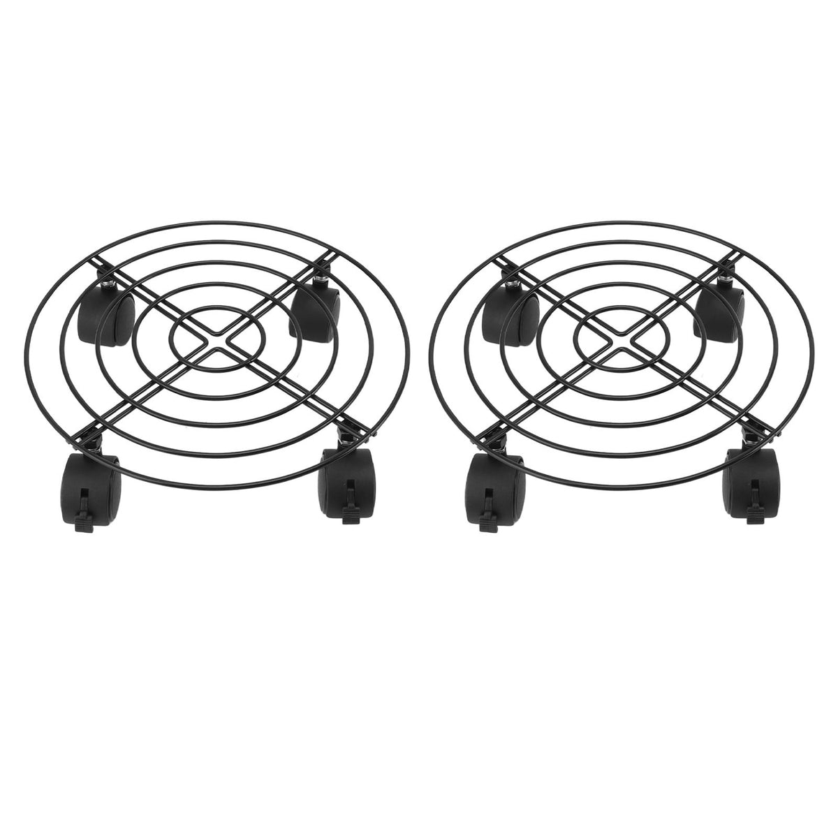 2 PCS Outdoor Plant Dolly with Lockable Wheels Iron and PVC High Load Bearing Rolling Plant Stand Base for Large Plants